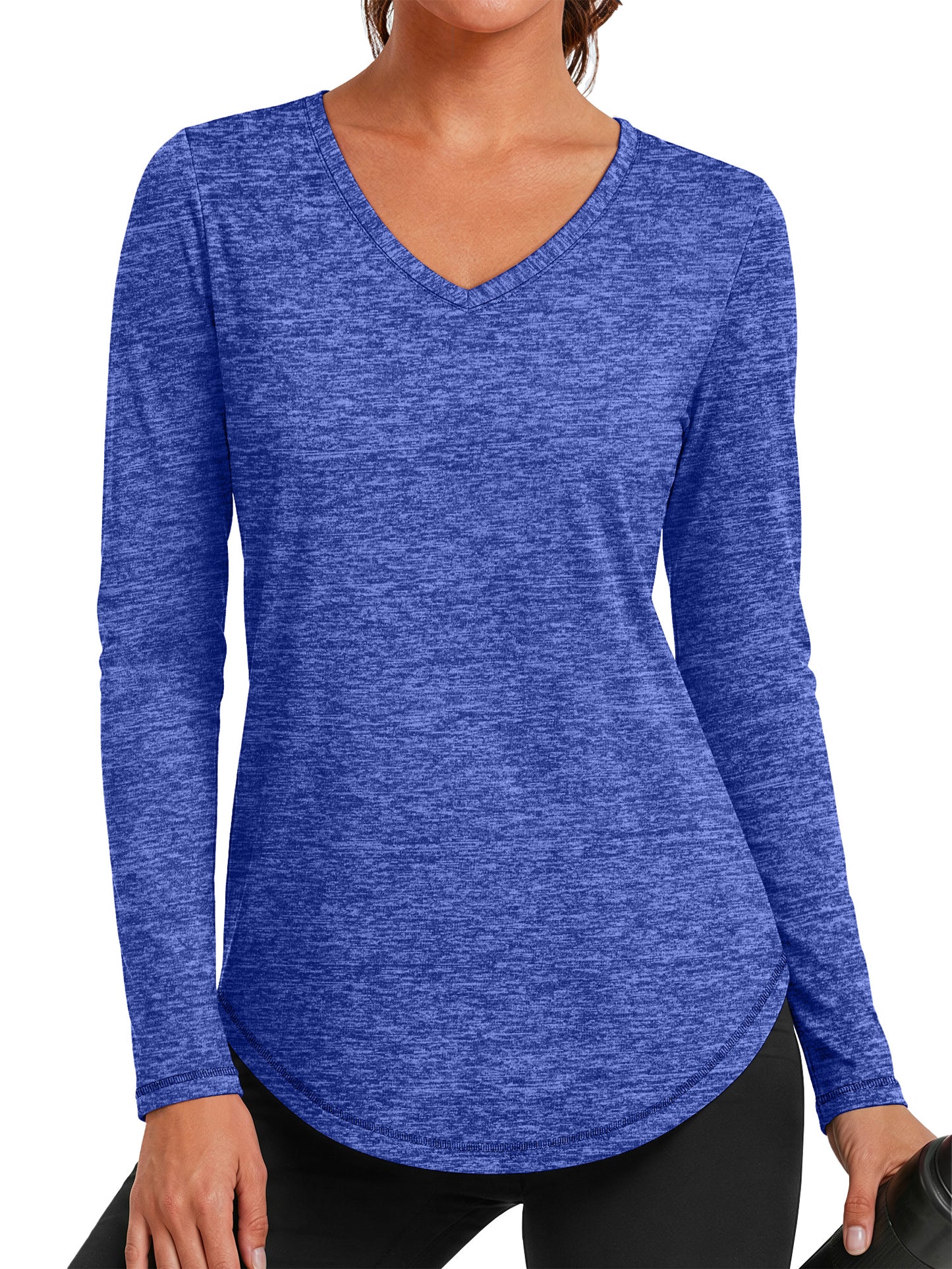 Rosvigor Womens Long Sleeve Workout Tops V Neck Athletic Shirts Quick Dry Running Gym Yoga Tops Loose Fit Activewear