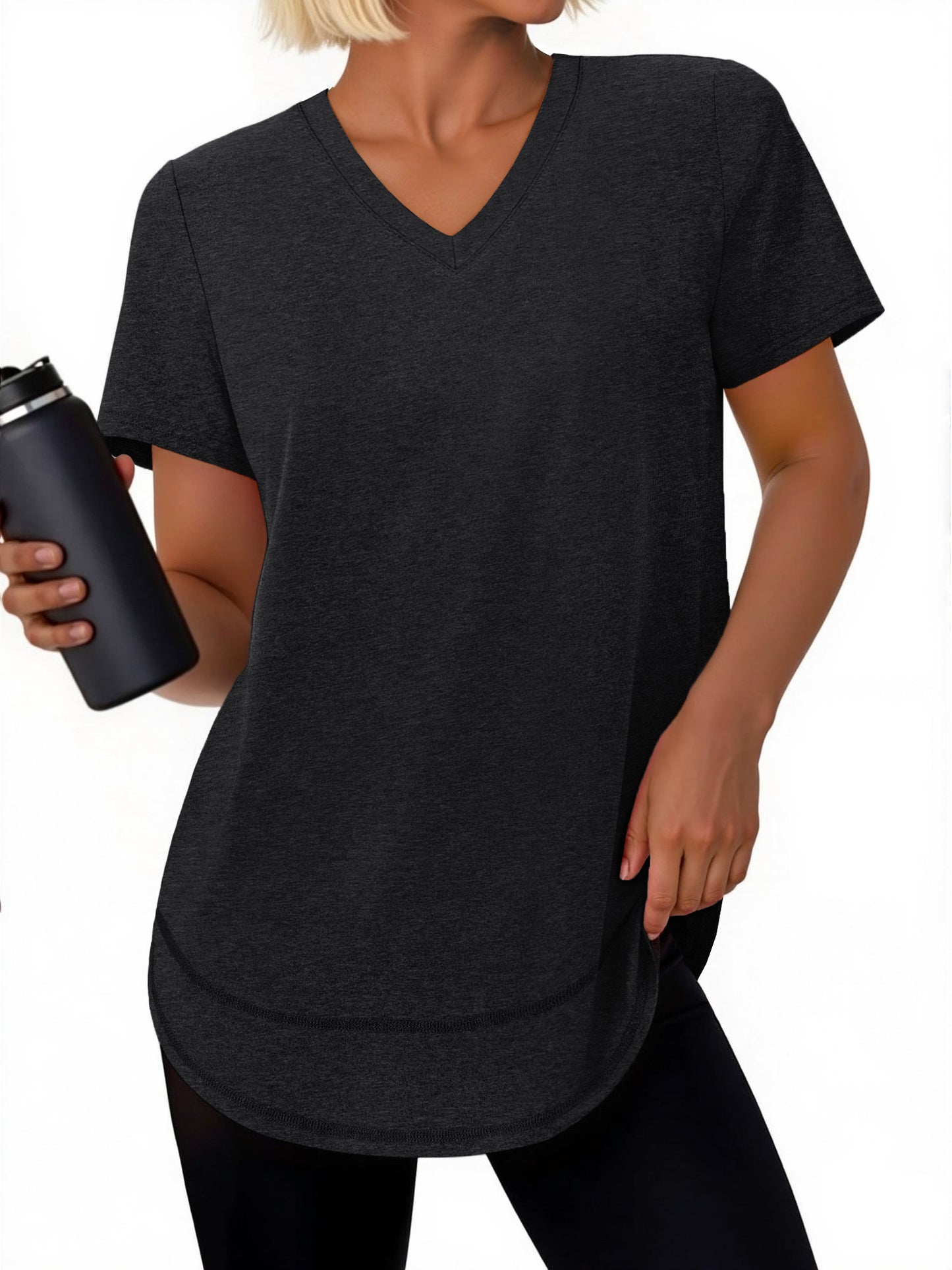 Rosvigor Womens Workout Tops V Neck T Shirts Comfy Athletic Shirts Loose Women Activewear Top for Gym Running Yoga