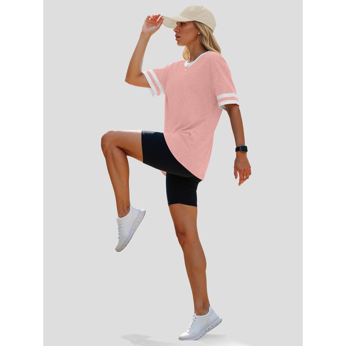 Rosvigor Women Workout Tops Loose Fit Color Block Shirts for Women Shirts Activewear Tops Summer Blouses