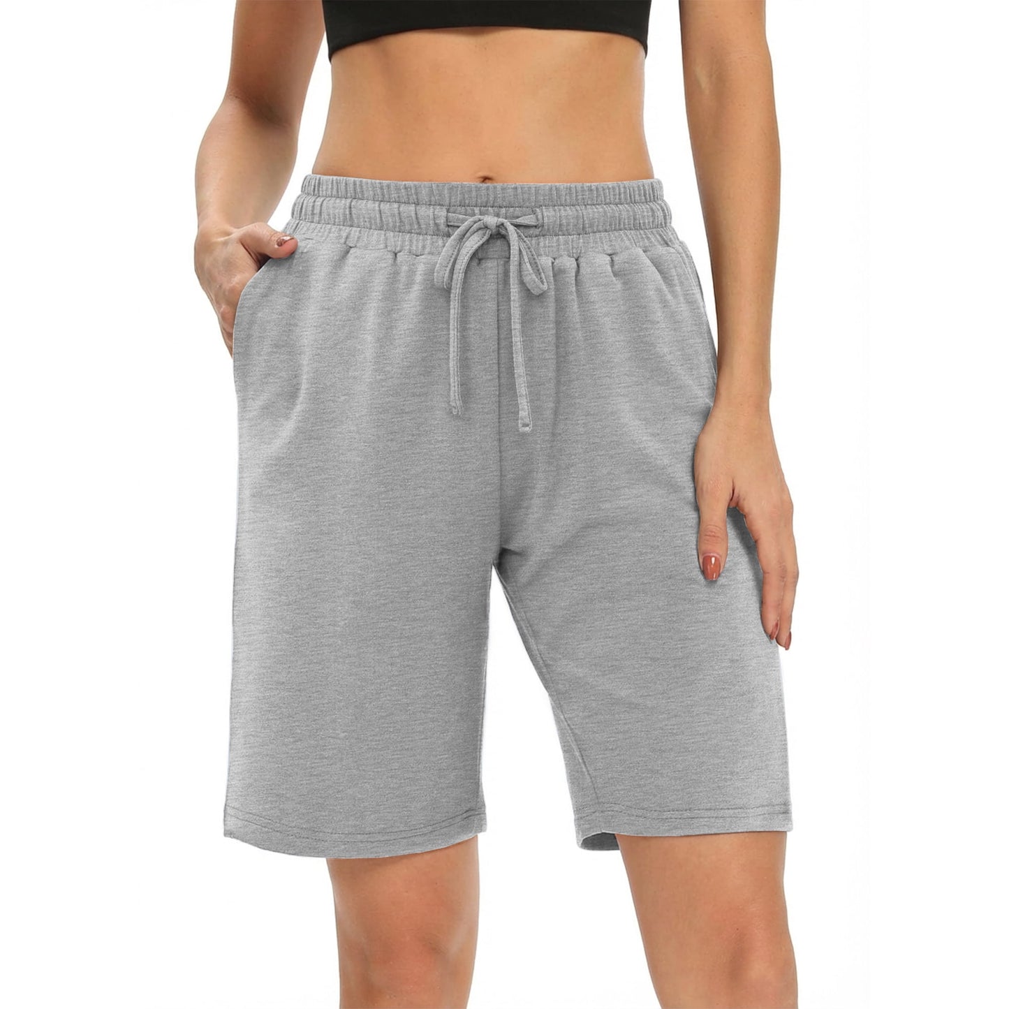 Rosvigor Womens Bermuda Shorts Golf Shorts High Waisted Workout Shorts Jersey Shorts for Women Loung Walking Athletic with Pockets