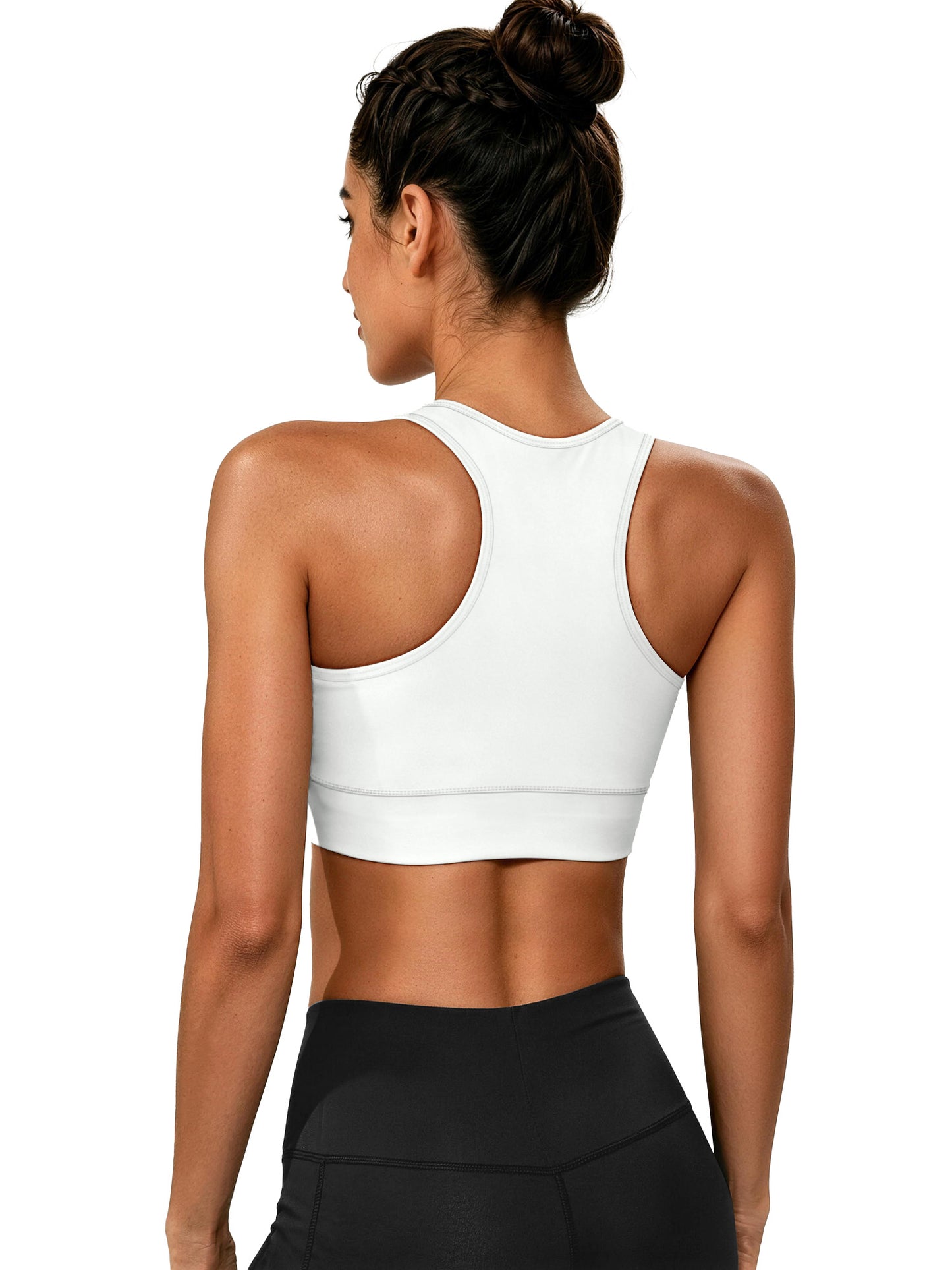 Women Racerback Sports Bra Full Support Padded Workout Bra for Large Bust Comfortable High Impact Yoga Gym Bra