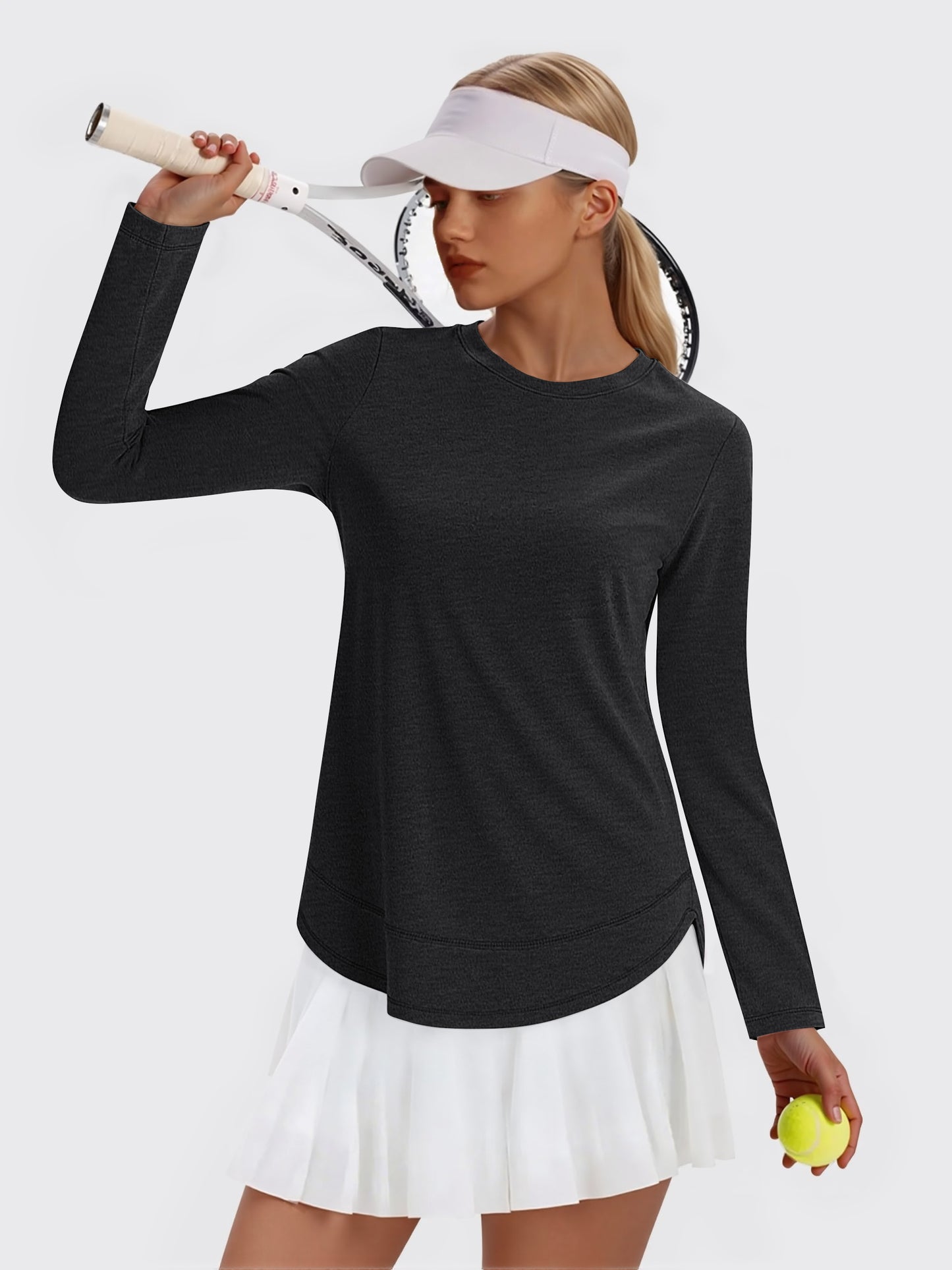 Rosvigor Womens Workout Tops Long Sleeve Tee Shirts Quick Dry Athletic Shirts Women Loose Gym Running Tops