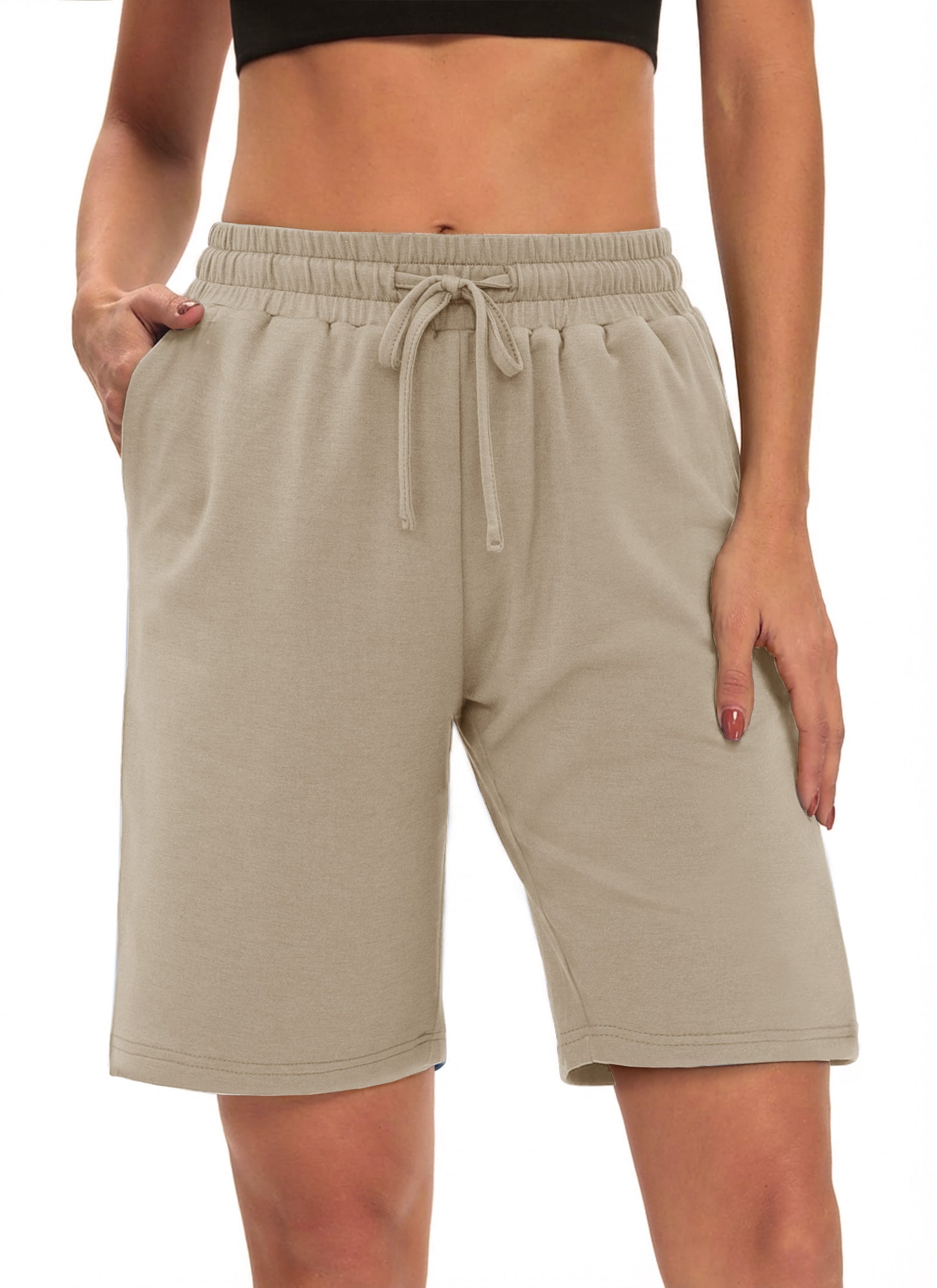 Rosvigor Womens Bermuda Shorts Golf Shorts High Waisted Workout Shorts Jersey Shorts for Women Loung Walking Athletic with Pockets