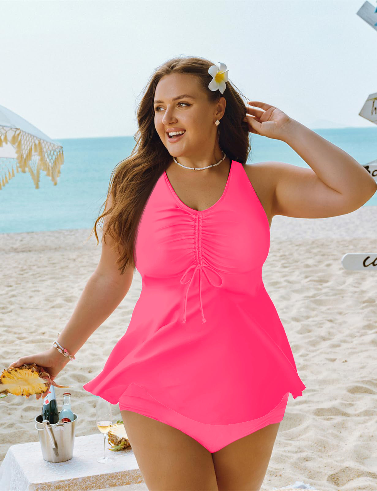 Rosvigor Plus Size Womens Tankini Swimsuits Two Piece Swimwear Women Flowy Tummy Control Bathing Suits