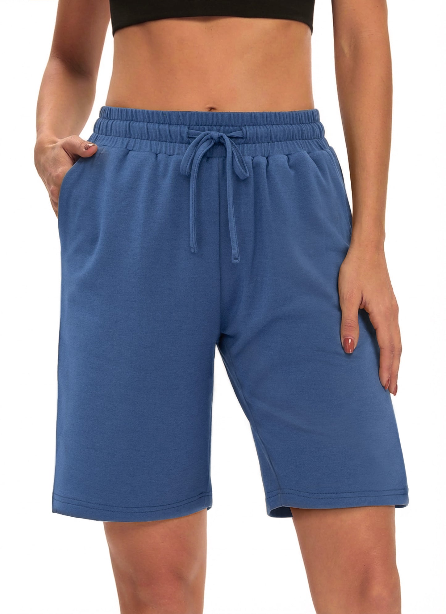 Rosvigor Womens Bermuda Shorts Golf Shorts High Waisted Workout Shorts Jersey Shorts for Women Loung Walking Athletic with Pockets