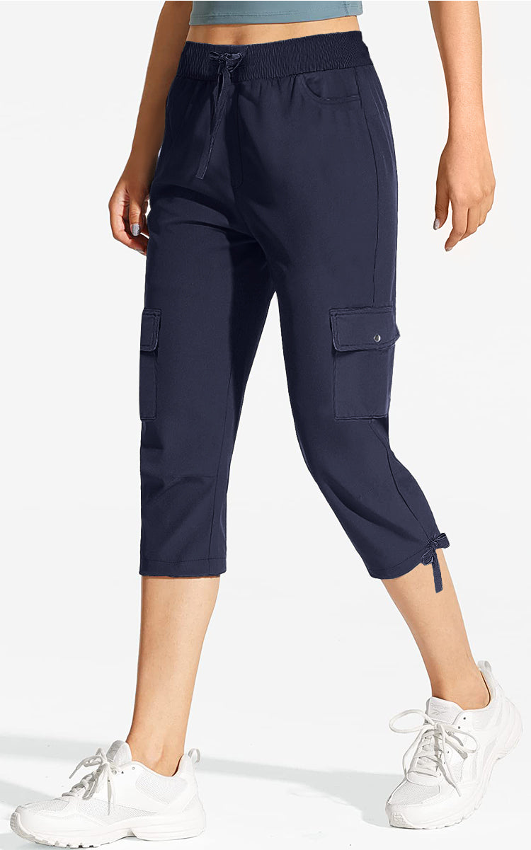Rosvigor Womens Cargo Capris Lightweight Hiking Pants Outdoor Athletic Quick Dry Travel Pants with Pockets