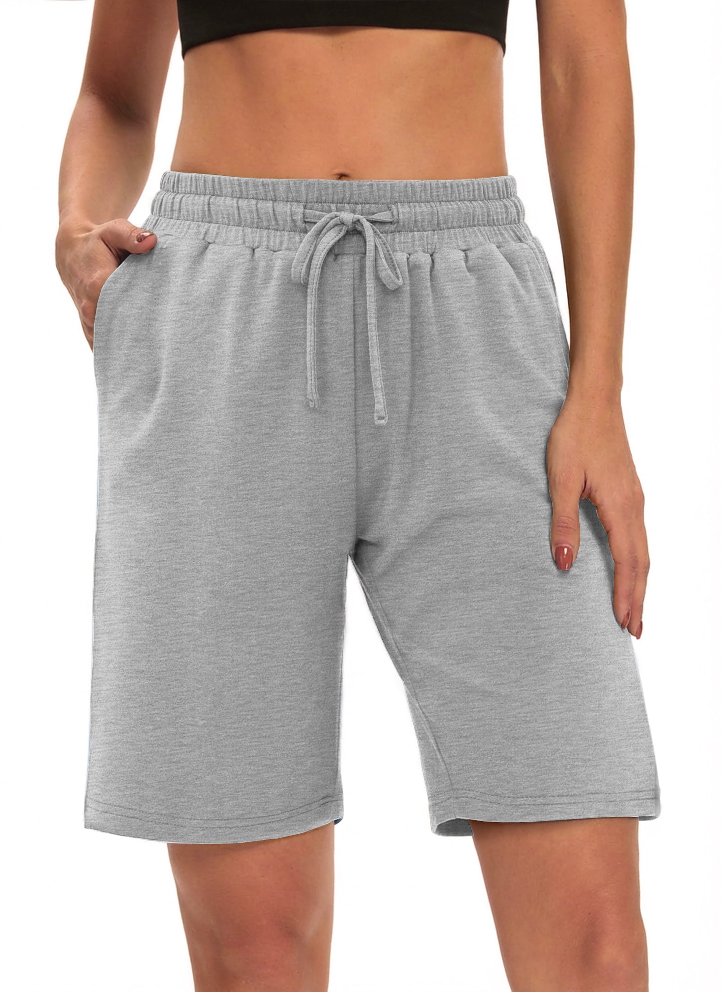 Rosvigor Womens Bermuda Shorts Golf Shorts High Waisted Workout Shorts Jersey Shorts for Women Loung Walking Athletic with Pockets