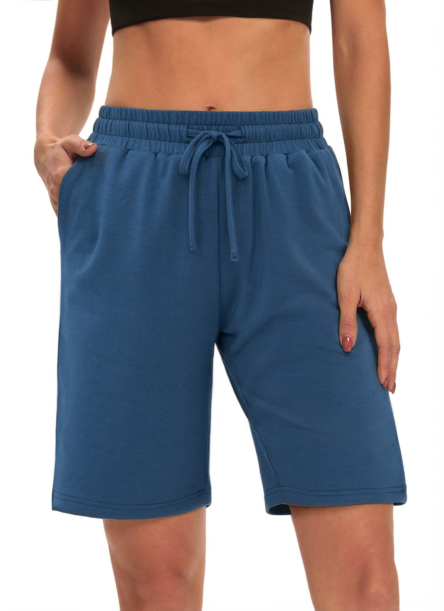 Rosvigor Womens Bermuda Shorts Golf Shorts High Waisted Workout Shorts Jersey Shorts for Women Loung Walking Athletic with Pockets
