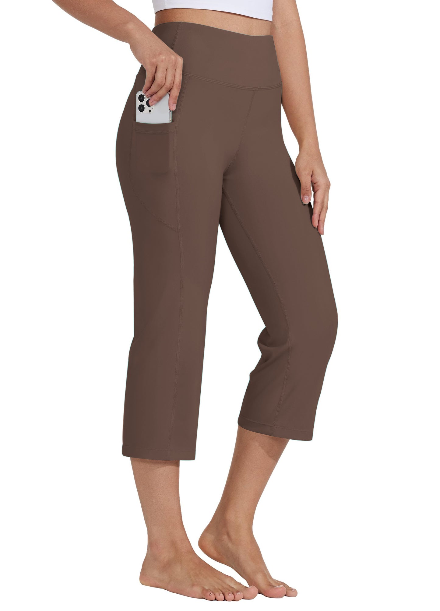 Rosvigor Capris Pants for Women High Waist Yoga Pants Women Athleisure Wide Legs with Pockets