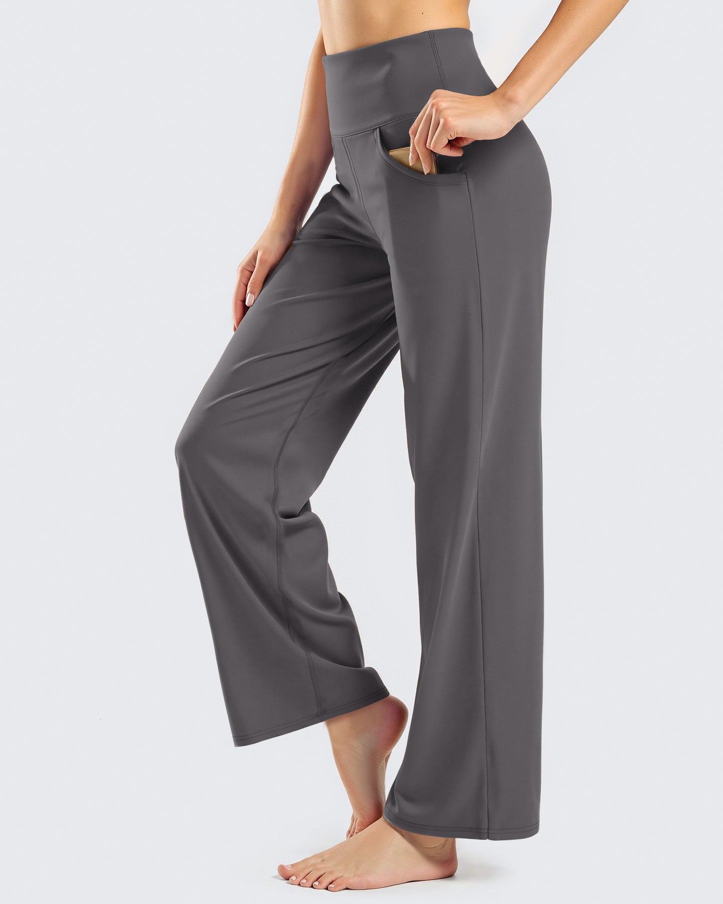 Rosvigor Wide Leg Yoga Pants Women High Waisted Pants Loose Casual Pants with Pockets