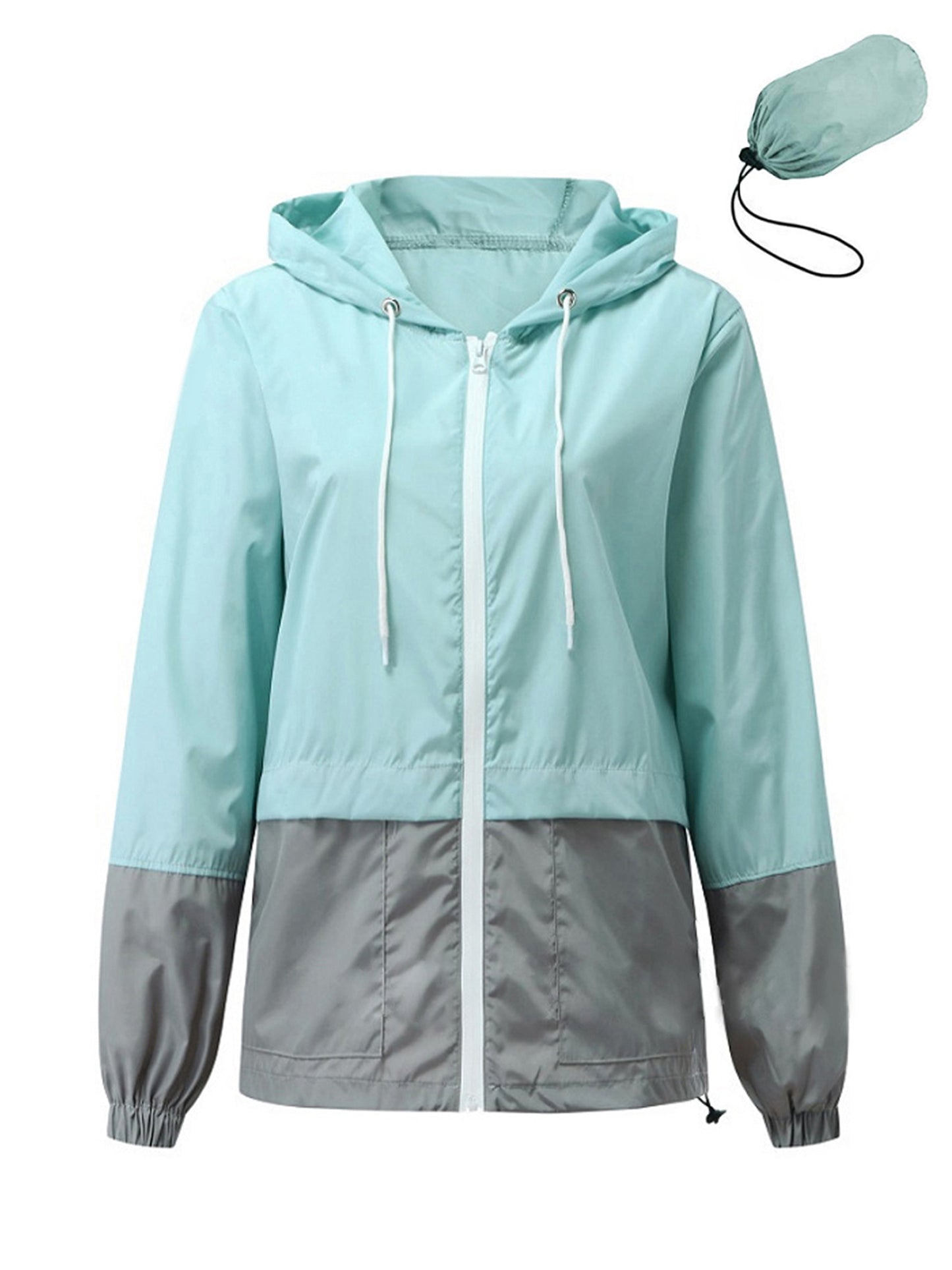 Rosvigor Womens Waterproof Raincoat Lightweight Color Block Jackets Windproof Hooded Jacket with Pockets