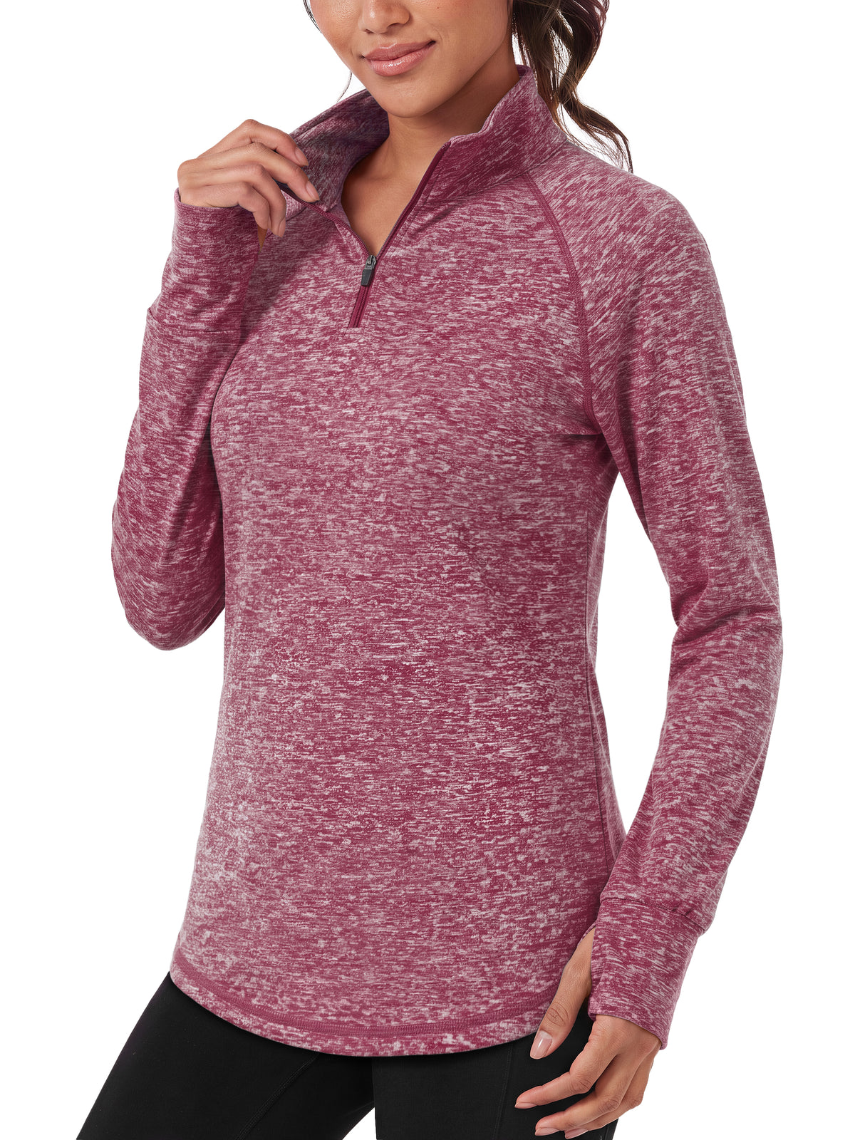 Rosvigor Womens Quarter Zip Pullover Sweatshirt Long Sleeve Athletic Shirts Loose Pullover Activewear Tops with Thumb Holes