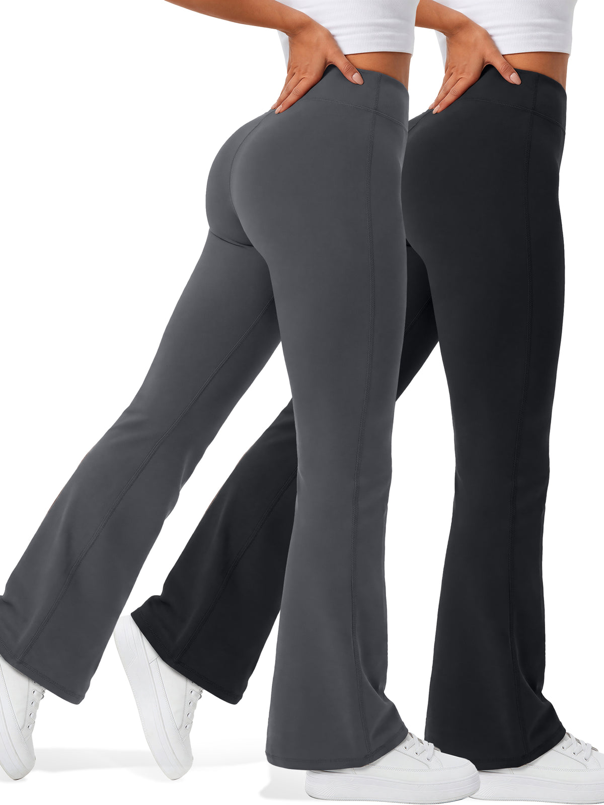 Rosvigor 2 Pack Womens Flare Yoga Pants High Waisted Bootcut Leggings No Front Seam Buttery Soft Leggings for Workout Gym Casual