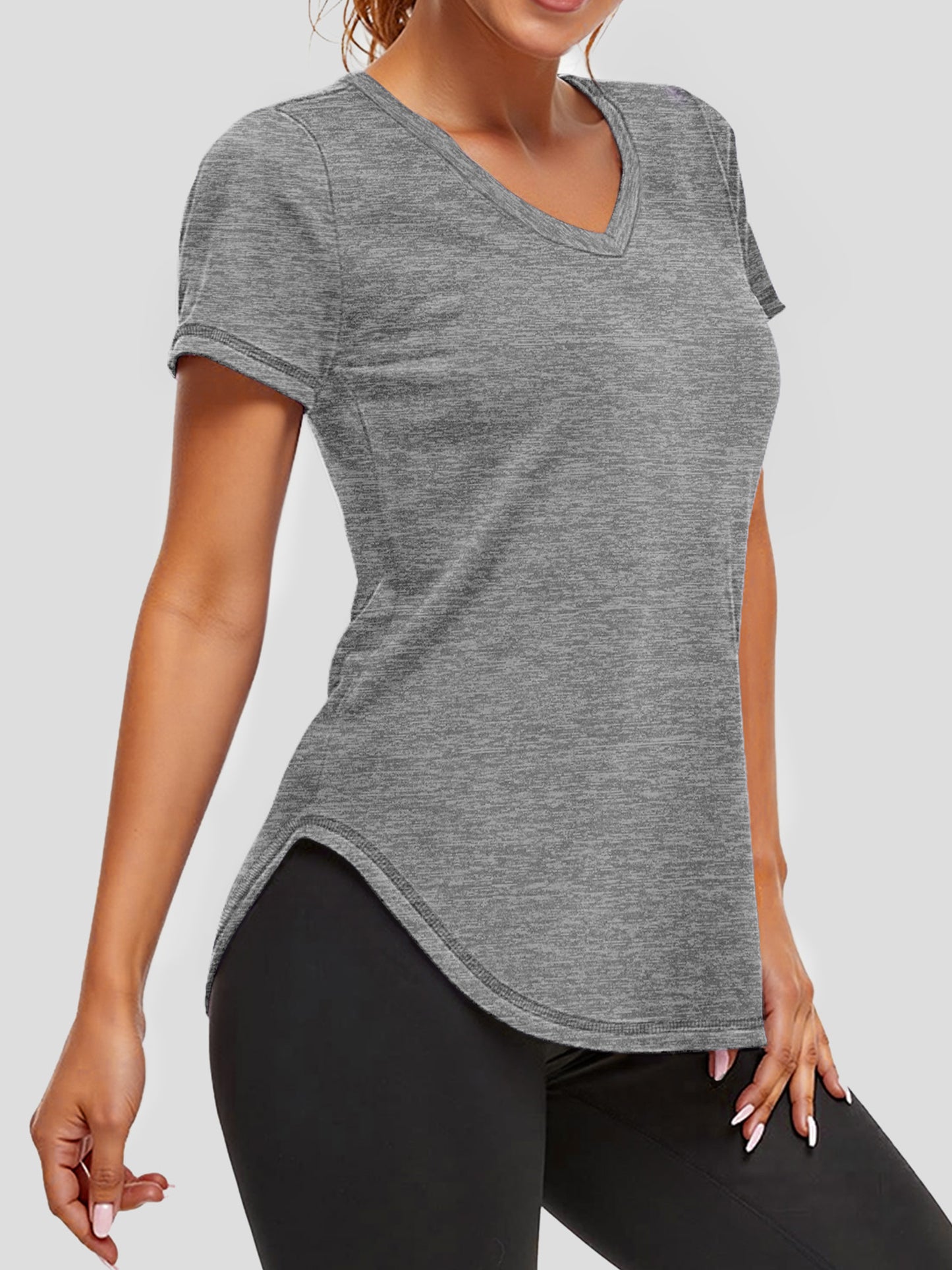 Rosvigor Womens Workout Tops V Neck Tee Shirts Quick Dry Athletic Shirts Women Loose Gym Running Tops
