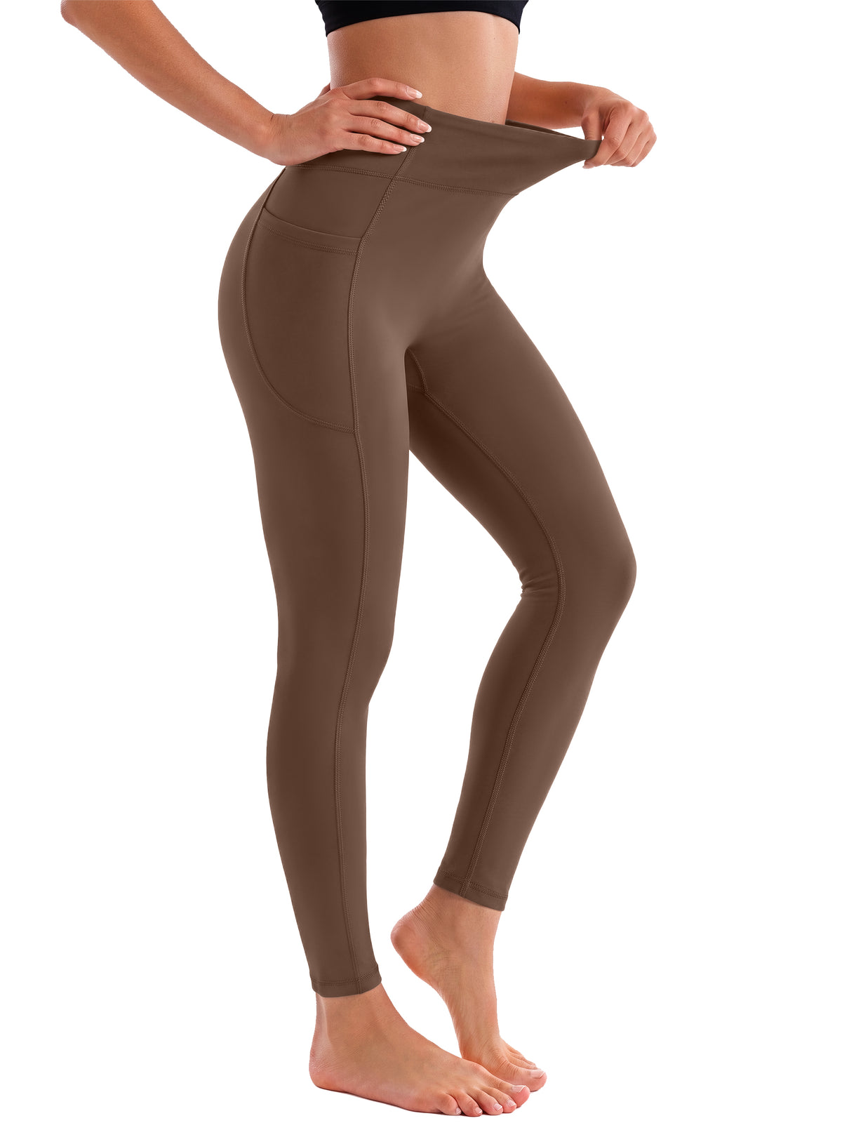 Rosvigor 2 Pack Fleece Lined Yoga Leggings for Women High Waisted Tummy Control Thermal Workout Leggings Winter Warm Pants with Pockets