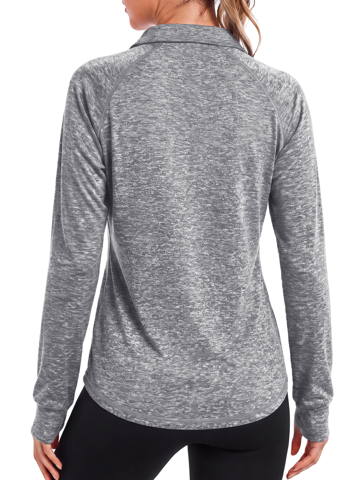 Rosvigor Womens Quarter Zip Pullover Sweatshirt Long Sleeve Athletic Shirts Loose Pullover Activewear Tops with Thumb Holes