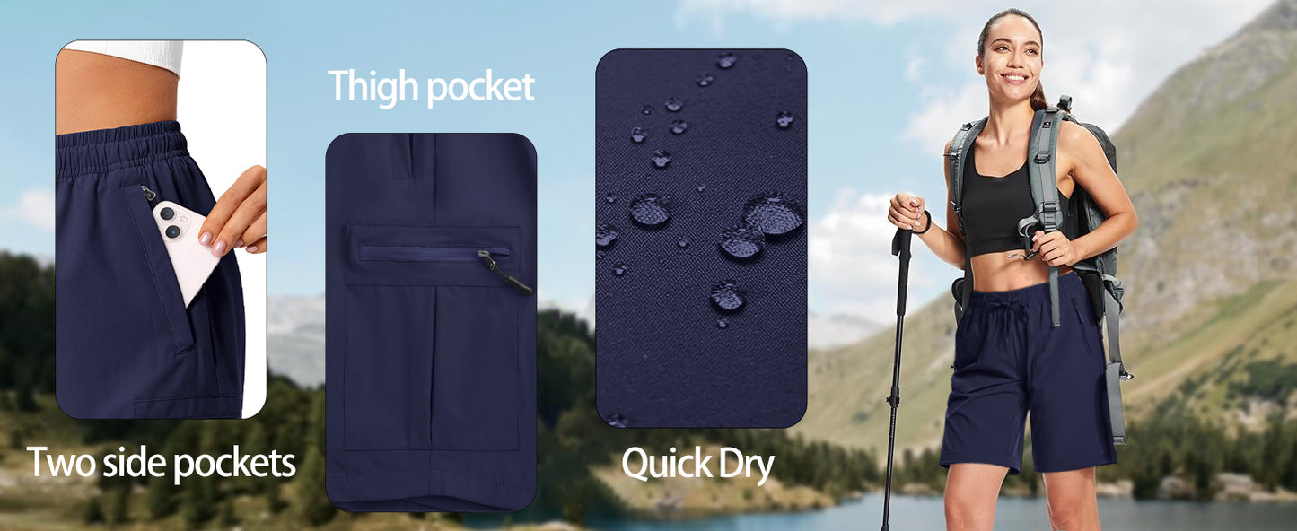 Rosvigor Womens Hiking Cargo Shorts Quick Dry Athletic Shorts for Women Golf Casual Summer Shorts with Pockets