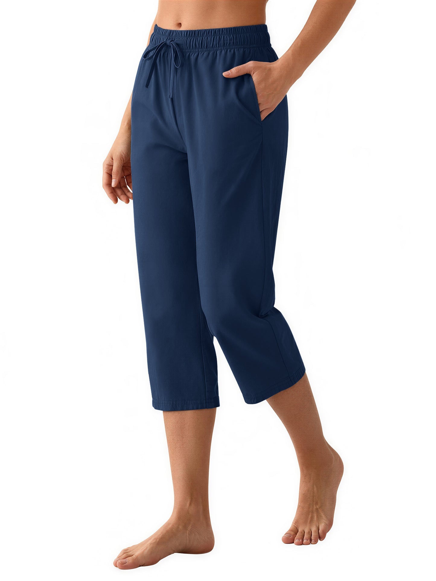 Rosvigor Womens Hiking Capri Pants High Waisted Drawstring Cargo Pants Women Quick Dry Capris Travel Trousers