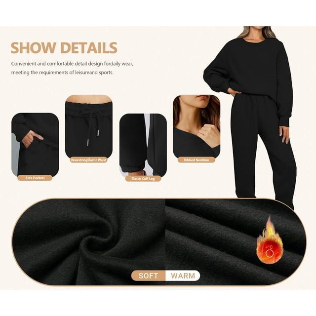 Rosvigor Sweatsuits sets for Womens 2 Piece Outfits Casual Tracksuits Lounge Baggy Jogger Set Fall Winter Fashion with Pockets