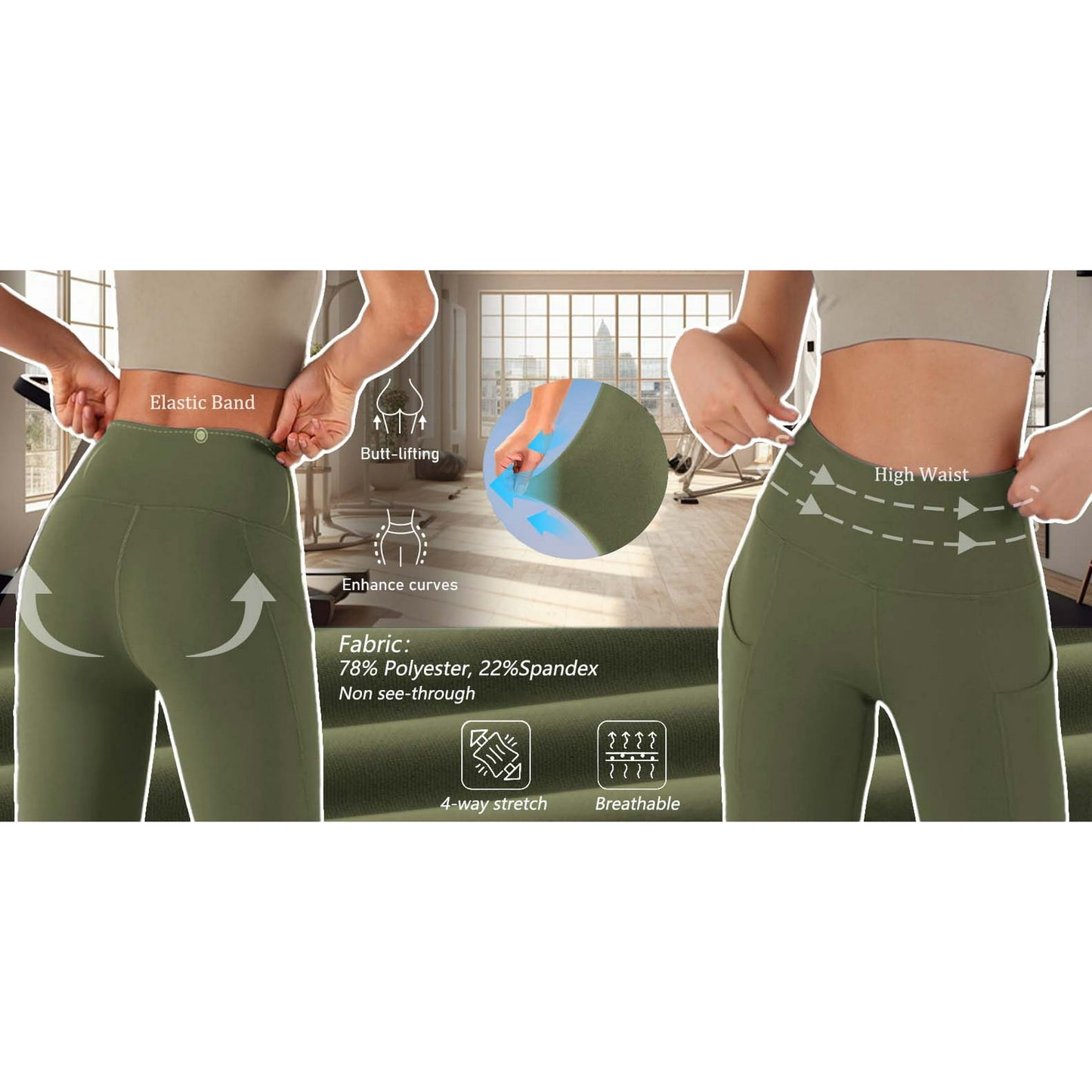 Rosvigor Capris Pants for Women High Waist Yoga Pants Women Athleisure Wide Legs with Pockets