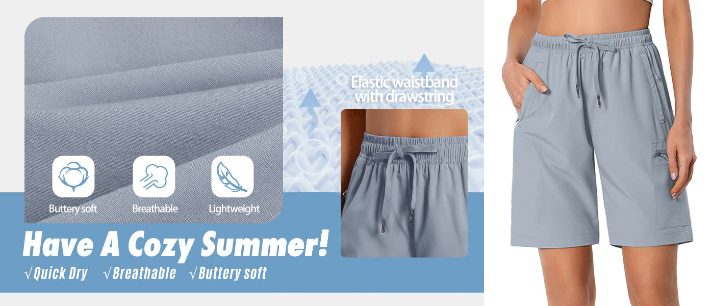 Rosvigor Womens Hiking Cargo Shorts Quick Dry Athletic Shorts for Women Golf Casual Summer Shorts with Pockets