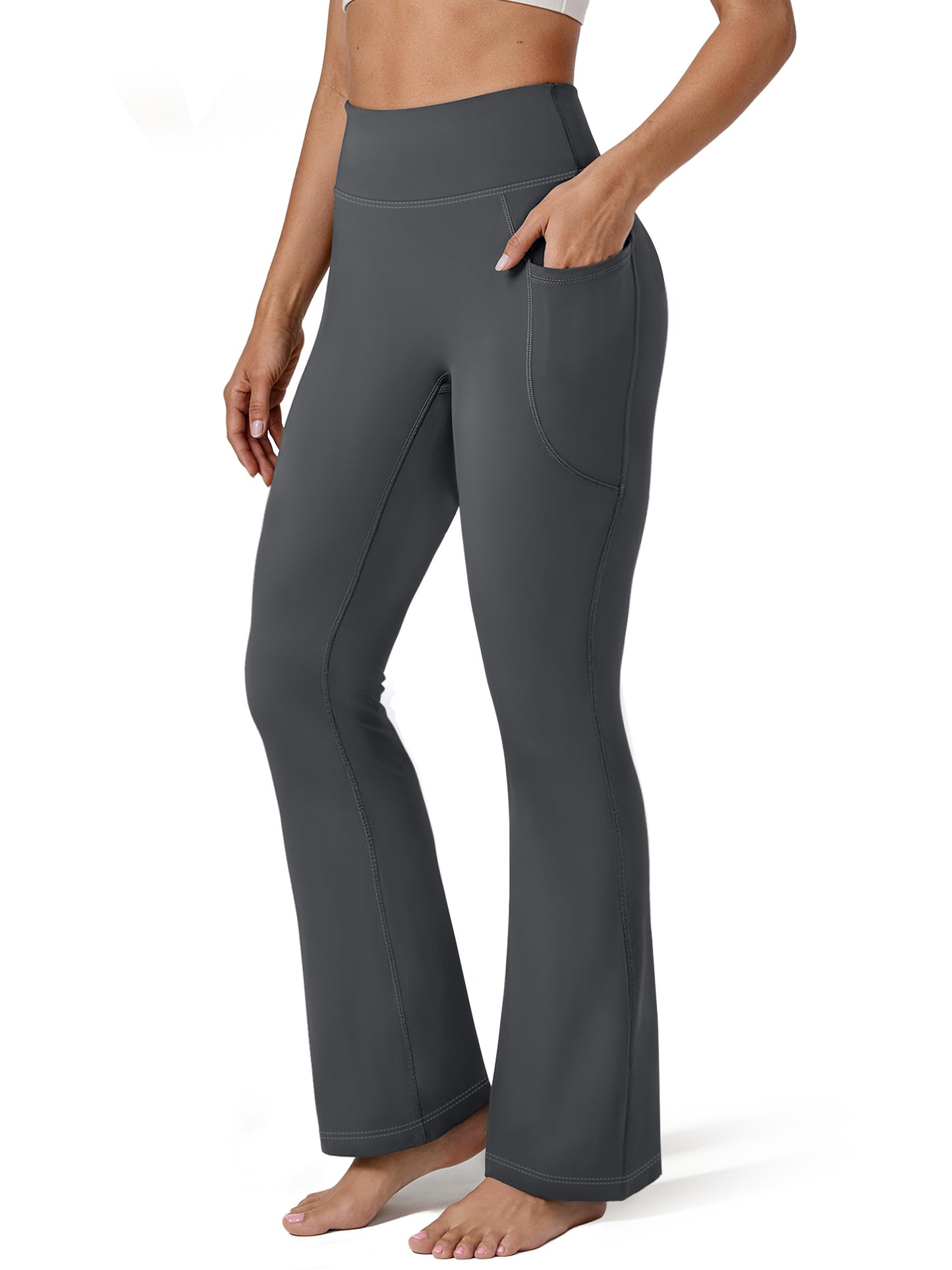 Rosvigor Flare Yoga Pants for Women High Waisted Leggings Tummy Control Workout Pants Stretch Trousers with Pockets