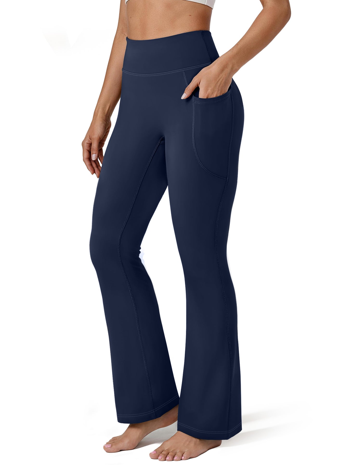 Rosvigor Flare Yoga Pants for Women High Waisted Leggings Tummy Control Workout Pants Stretch Trousers with Pockets