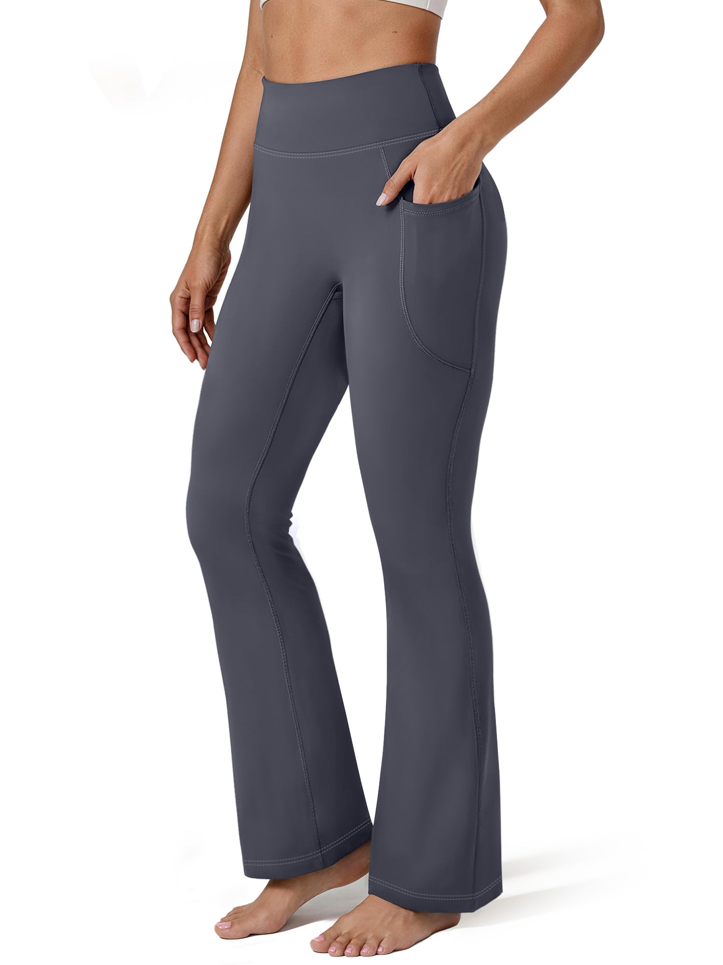 Rosvigor Flare Yoga Pants for Women High Waisted Leggings Tummy Control Workout Pants Stretch Trousers with Pockets