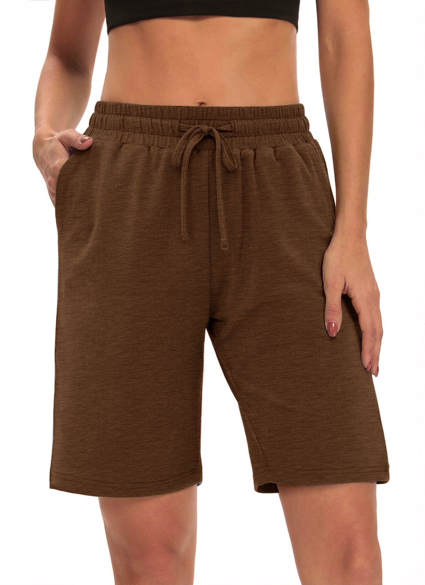 Rosvigor Womens Bermuda Shorts Golf Shorts High Waisted Workout Shorts Jersey Shorts for Women Loung Walking Athletic with Pockets