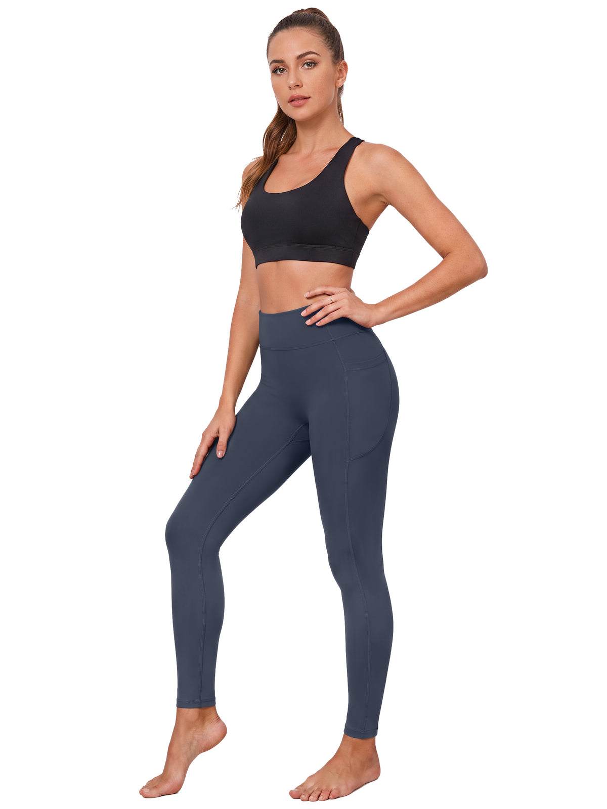 Rosvigor 2 Pack Fleece Lined Yoga Leggings for Women High Waisted Tummy Control Thermal Workout Leggings Winter Warm Pants with Pockets