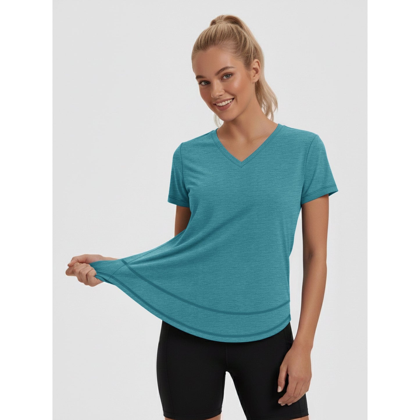 Rosvigor Womens Workout Tops V Neck T Shirts Comfy Athletic Shirts Loose Women Activewear Top for Gym Running Yoga