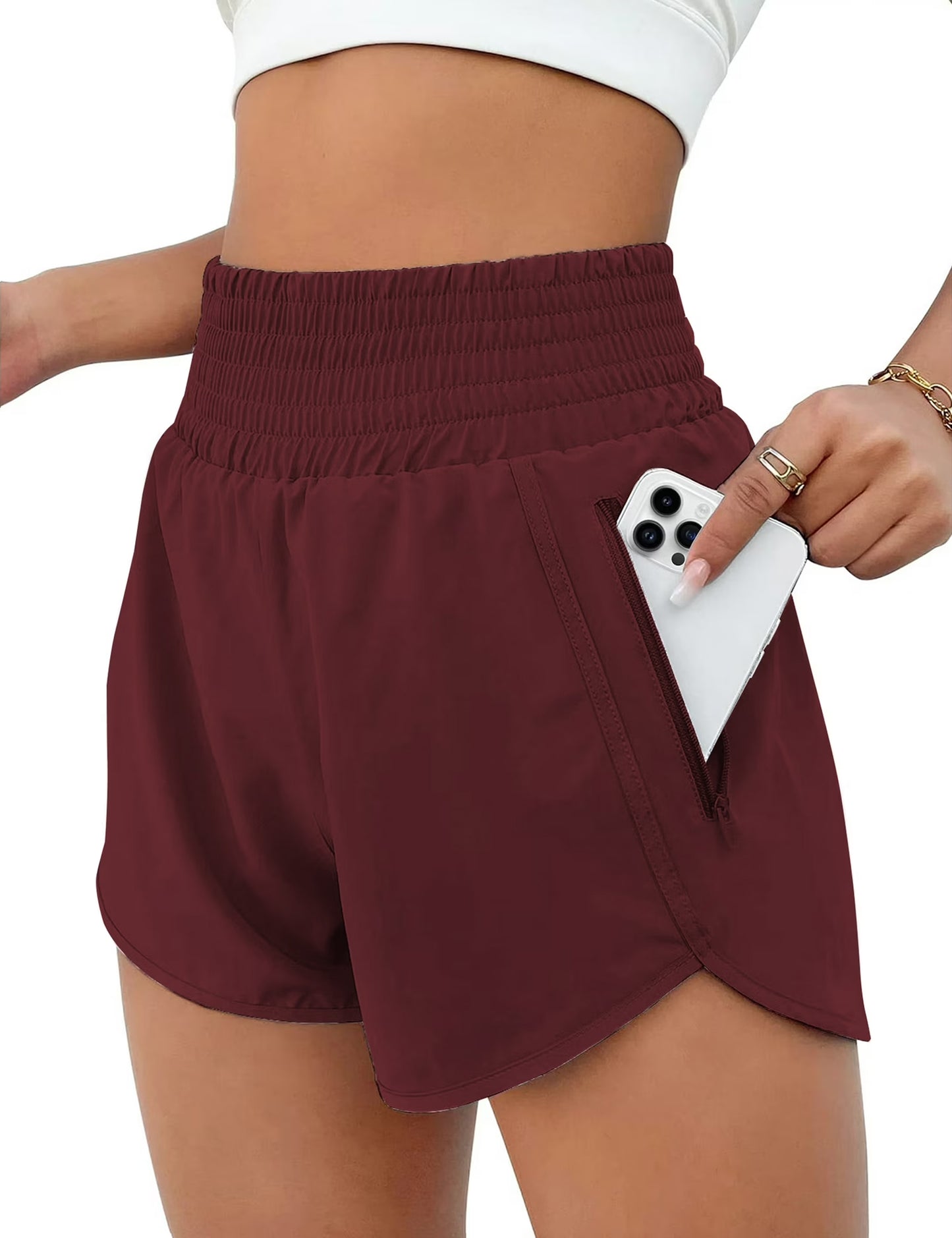 Rosvigor Womens Athletic Shorts High Waisted Running Shorts Gym Workout Shorts with Pockets