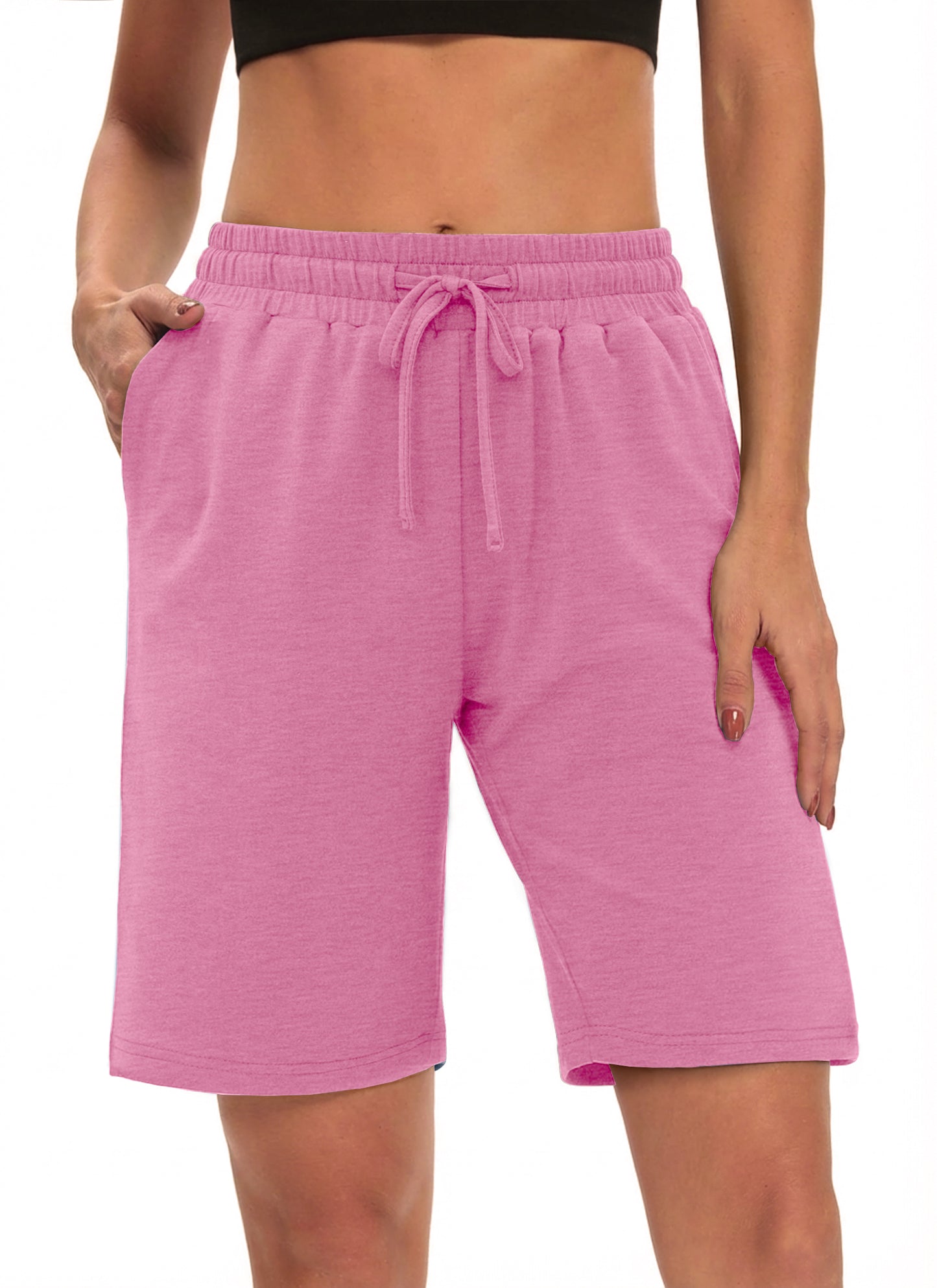 Rosvigor Womens Bermuda Shorts Golf Shorts High Waisted Workout Shorts Jersey Shorts for Women Loung Walking Athletic with Pockets