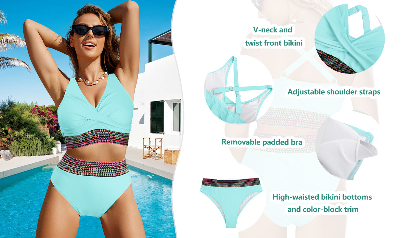 Rosvigor Womens Bikini Sets High Waisted Swimsuit bikini Bathing Suit for Women Two Pieces Swimwear