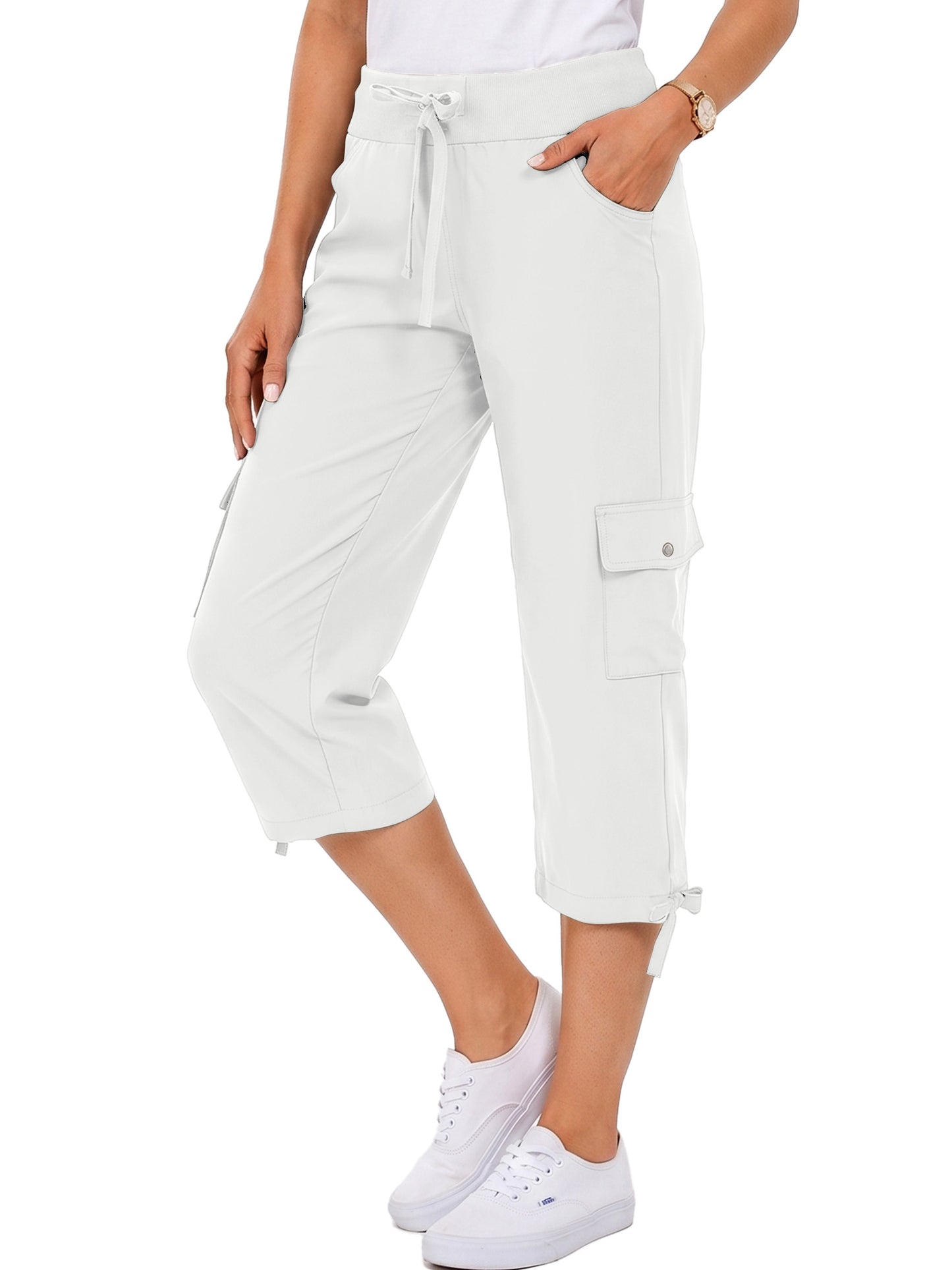 Rosvigor Womens Cargo Capris Lightweight Hiking Pants Outdoor Athletic Quick Dry Travel Pants with Pockets