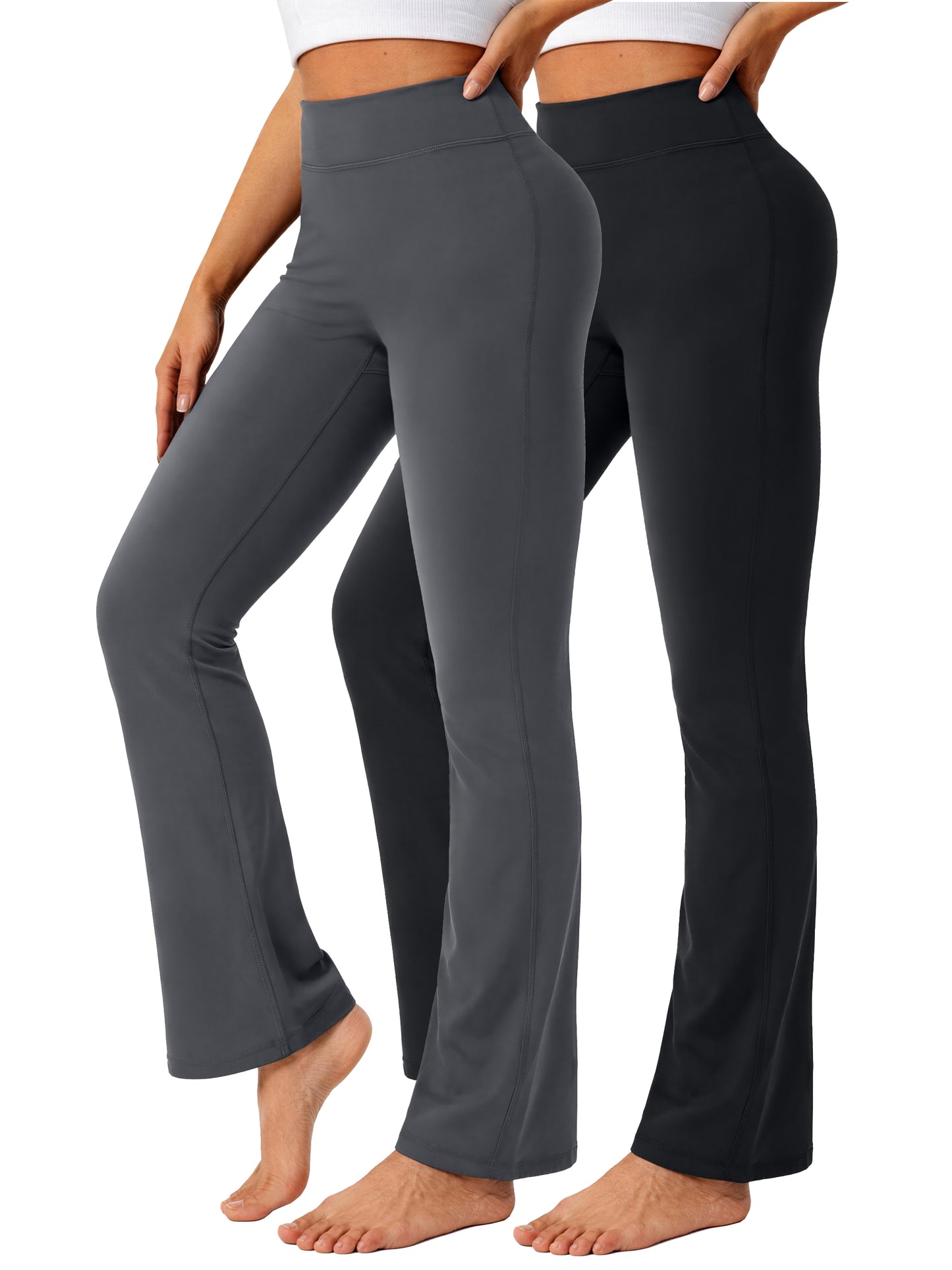 Rosvigor 2 Pack Womens Flare Yoga Pants High Waisted Bootcut Leggings No Front Seam Buttery Soft Leggings for Workout Gym Casual