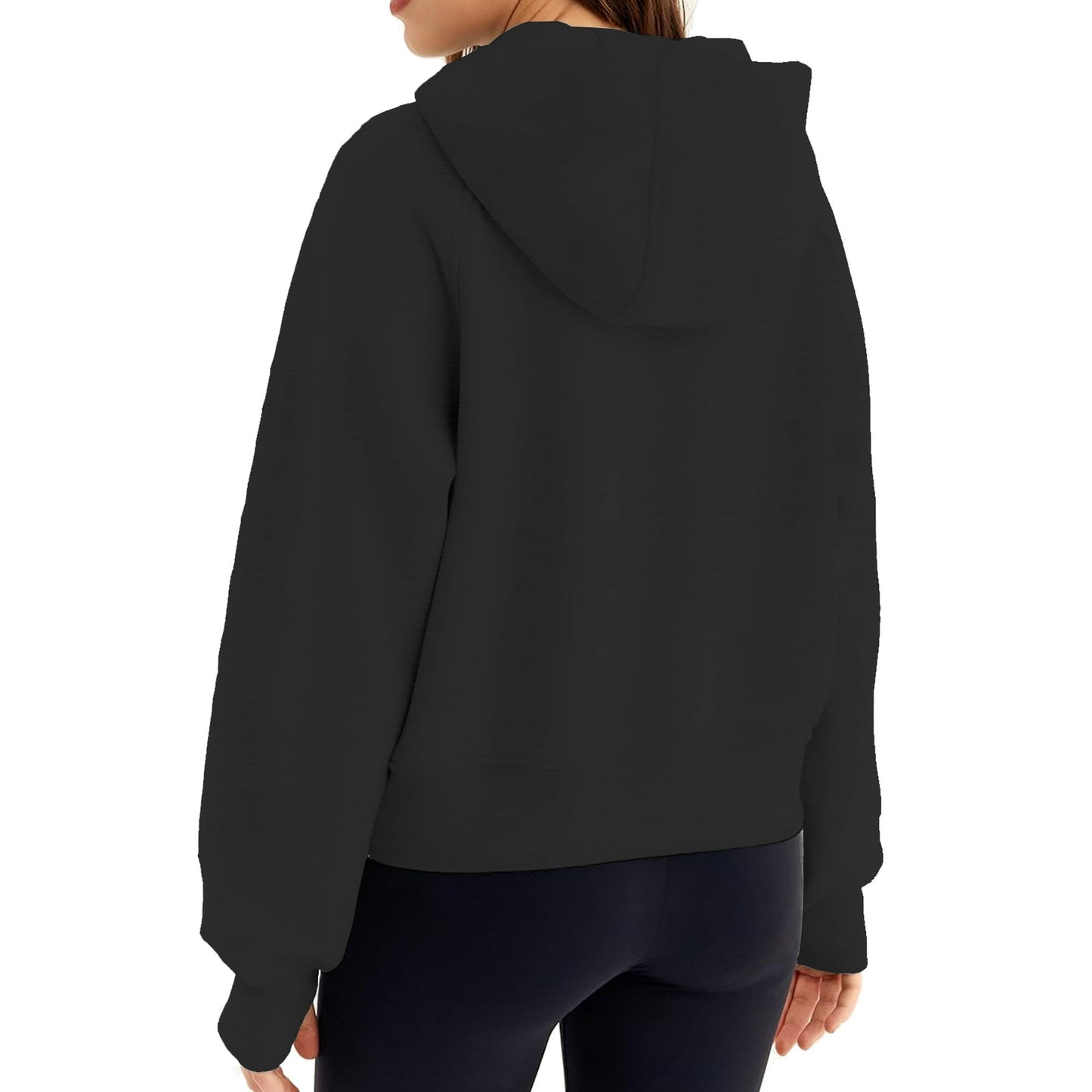 Rosvigor Hoodies for Women Cropped Sweatshirts Women Fleece Oversized Full Zip Jackets Fall Winter Tops