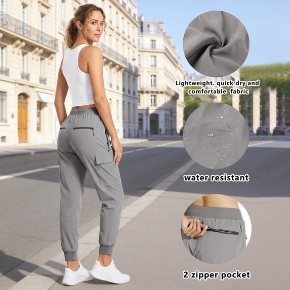 Rosvigor Women Cargo Hiking Pants Lightweight Joggers Women Workout Pants Outdoor Quick Dry Lounge Trousers