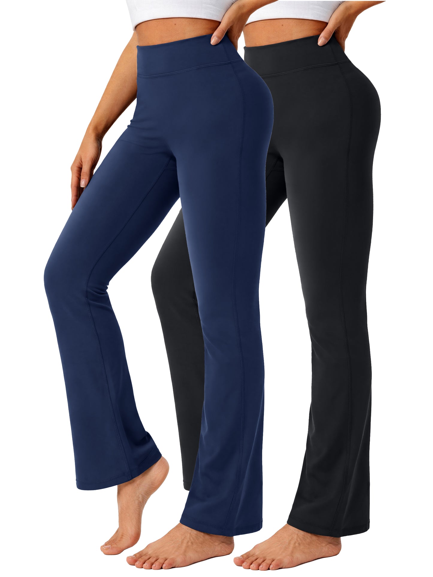 Rosvigor 2 Pack Womens Flare Yoga Pants High Waisted Bootcut Leggings No Front Seam Buttery Soft Leggings for Workout Gym Casual