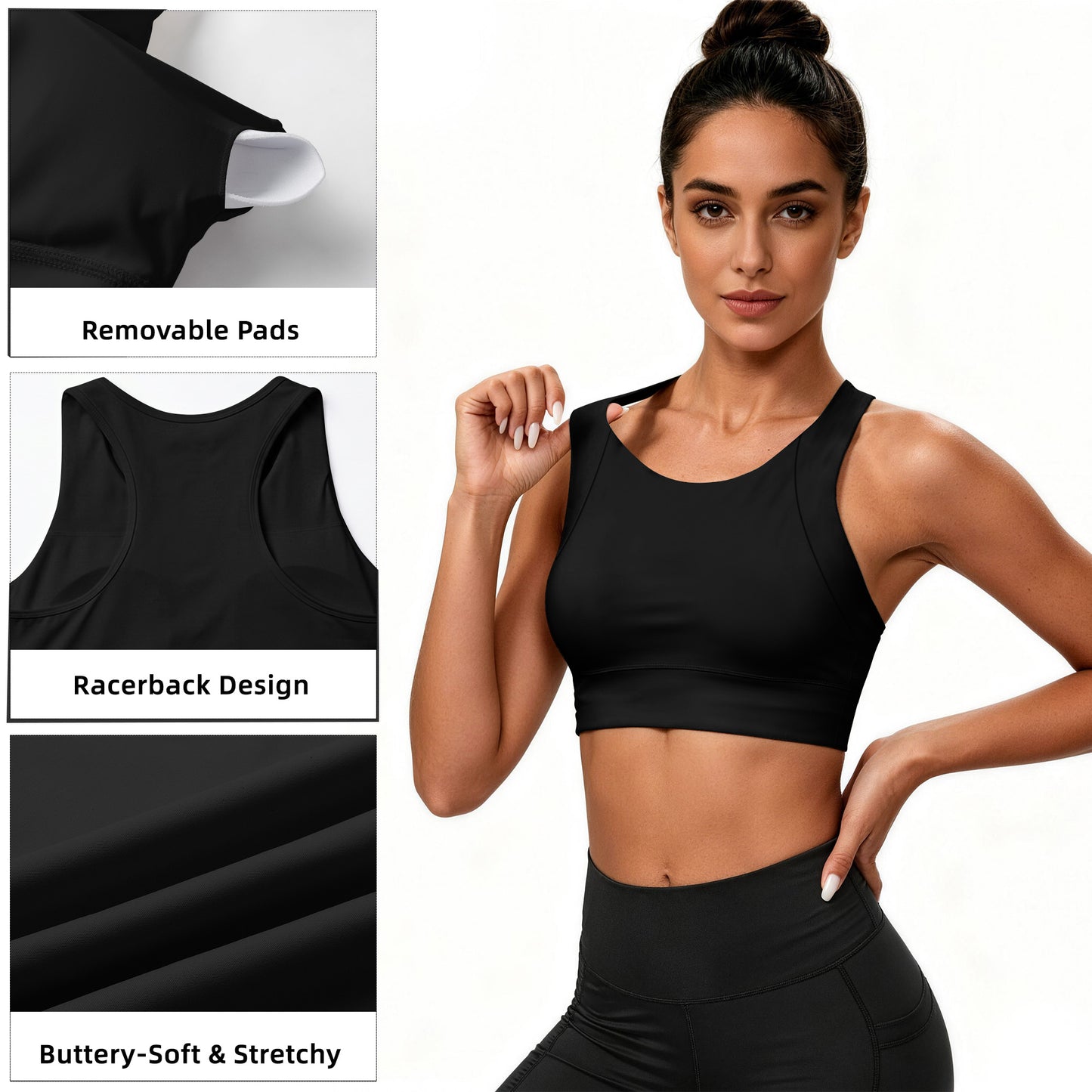Women Racerback Sports Bra Full Support Padded Workout Bra for Large Bust Comfortable High Impact Yoga Gym Bra