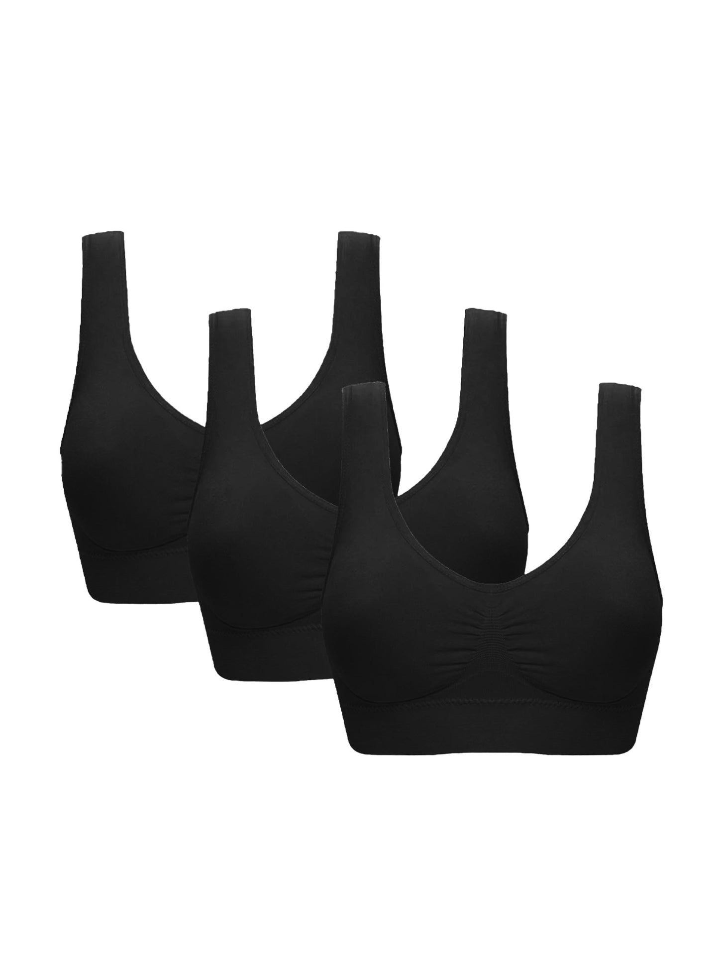 Rosvigor 3 Pack Sports Bra for Women Seamless Wirefree Bras Women Comfort Bra with Removable Pads