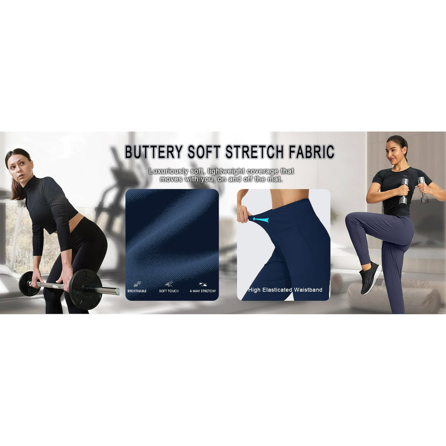 Rosvigor Yoga Women Joggers Athletic Pants for Women Elastic High Waisted Tapered Casual Pants with Pockets