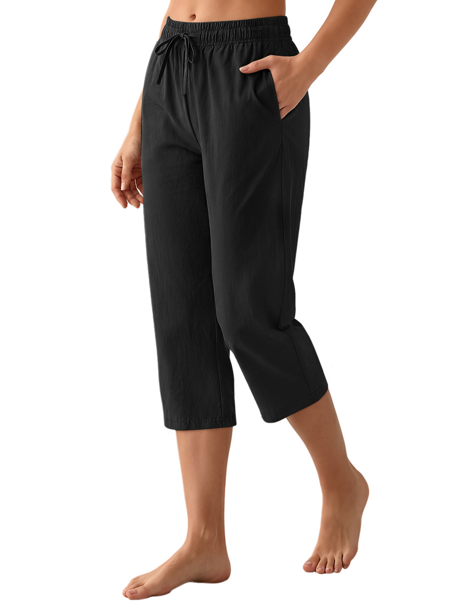 Rosvigor Womens Hiking Capri Pants High Waisted Drawstring Cargo Pants Women Quick Dry Capris Travel Trousers