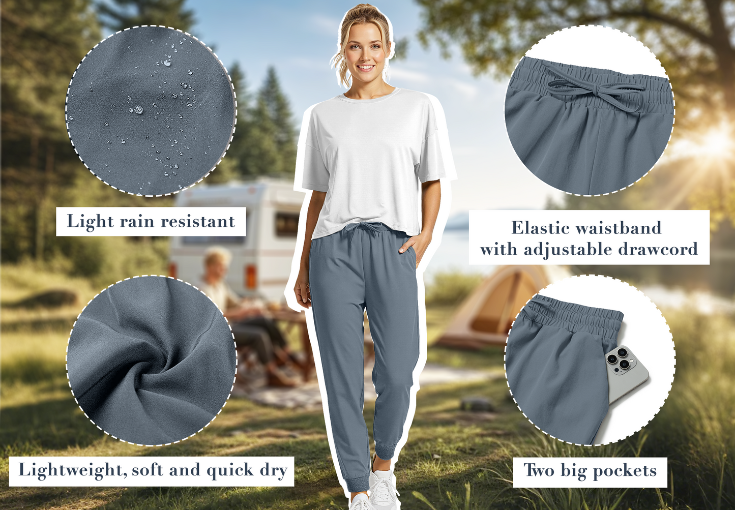 Rosvigor Women Hiking Pants Cargo Joggers Pants Quick Dry High Waisted Trousers for Travel Athletic Outdoor with Pockets