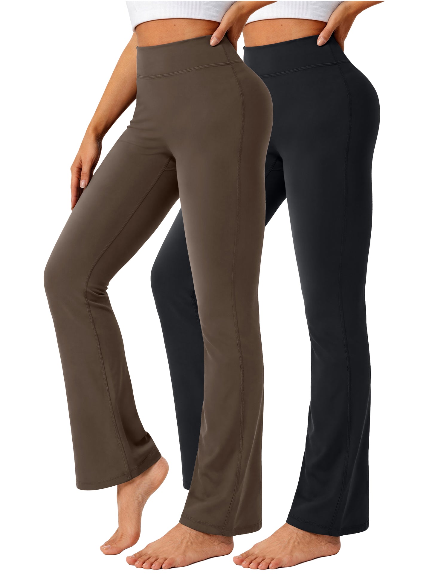 Rosvigor 2 Pack Womens Flare Yoga Pants High Waisted Bootcut Leggings No Front Seam Buttery Soft Leggings for Workout Gym Casual