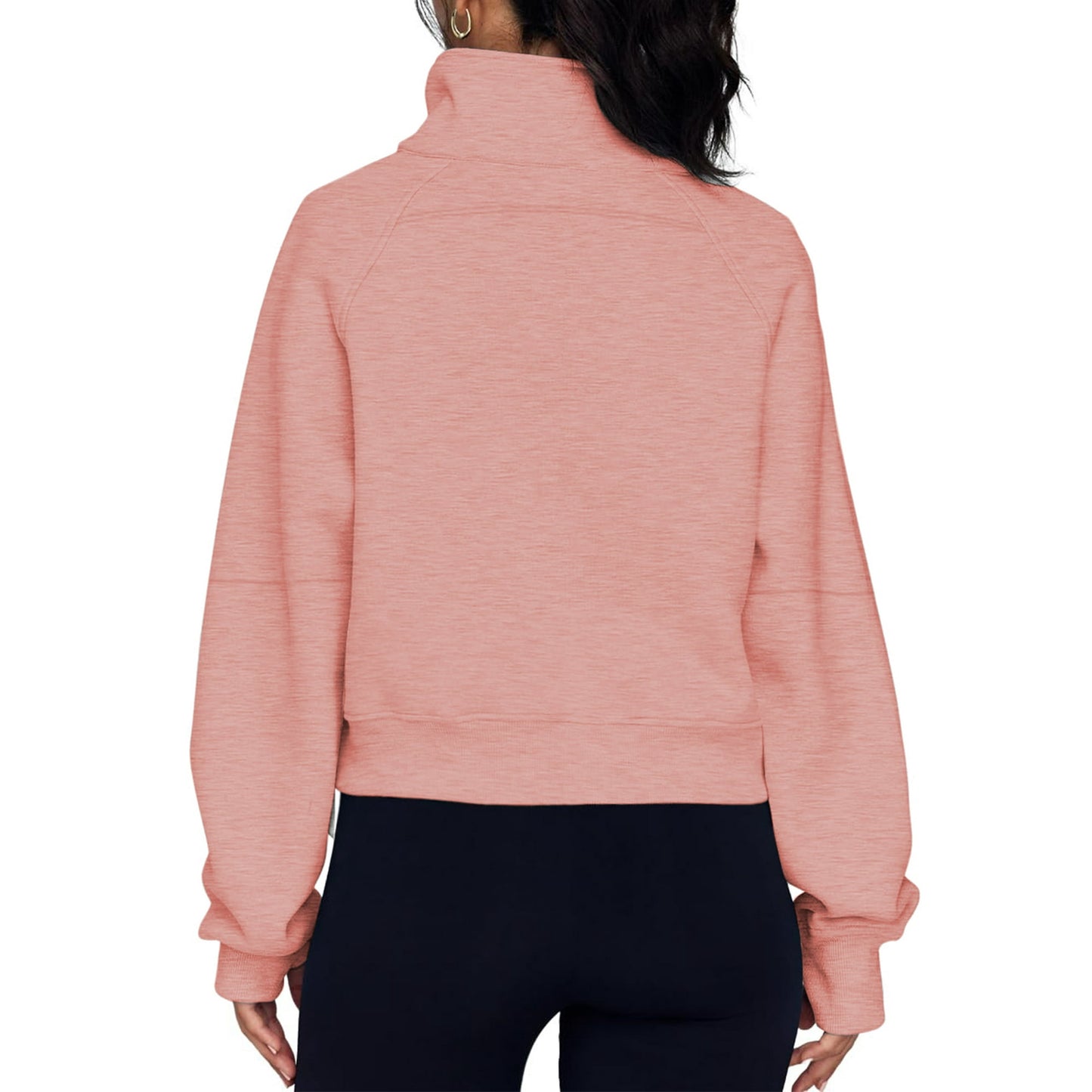 Rosvigor Sweatshirt for Women Half Zip Cropped Pullover Fleece Hoodies Fall Winter Tops Thumb Hole