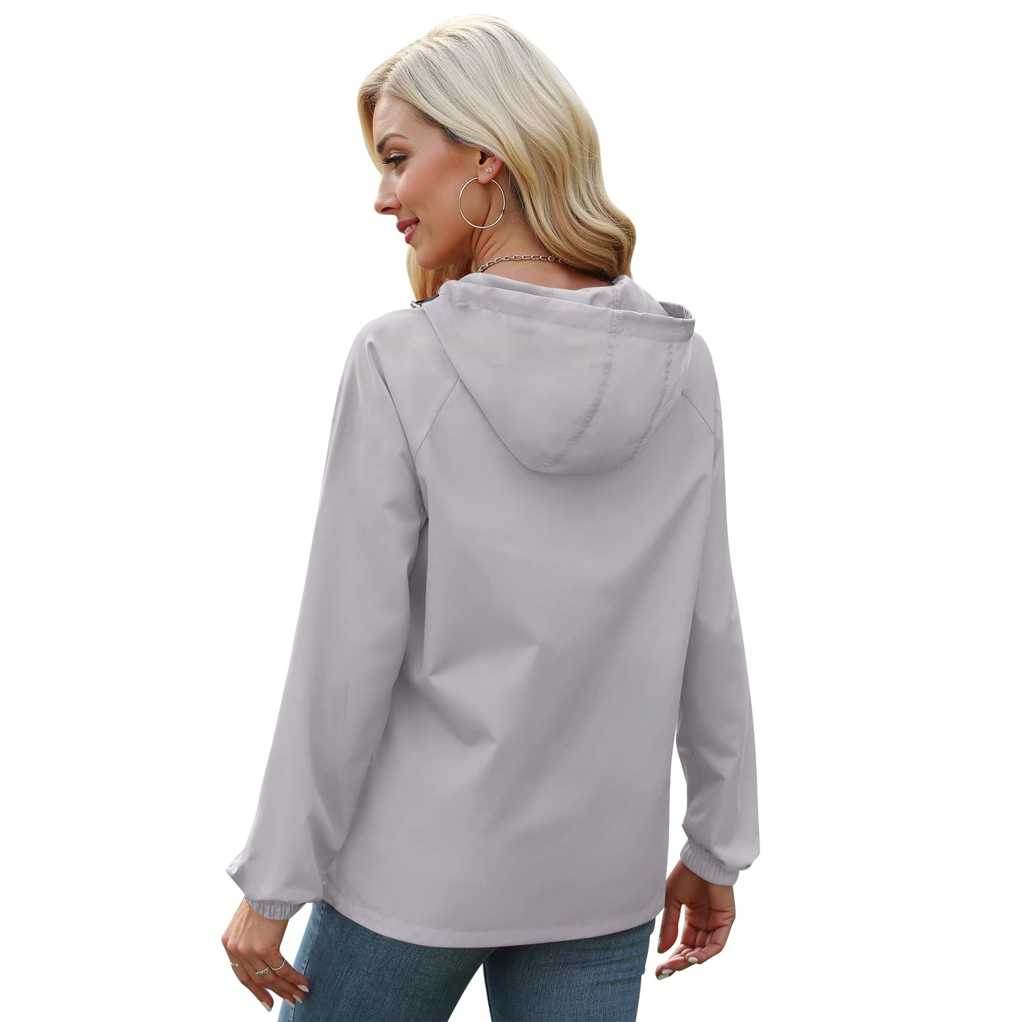 Rosvigor Women Lightweight Jackets Waterproof Raincoat Outdoor Portable Hooded Windbreaker Jackets