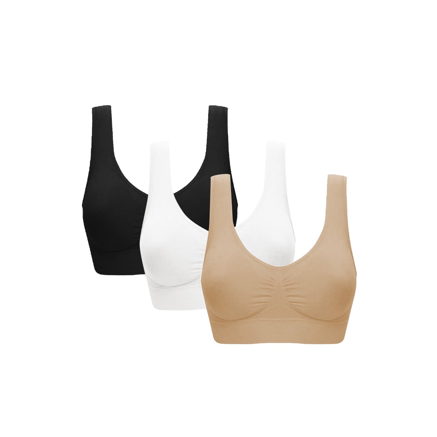 Rosvigor 3 Pack Sports Bra for Women Seamless Wirefree Bras Women Comfort Bra with Removable Pads