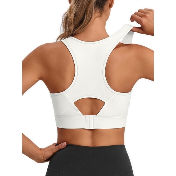 Rosvigor High Impact Sports Bra for Women Adjustable Racerback Full Support Padded Workout Bra for Running Gym Large Bust