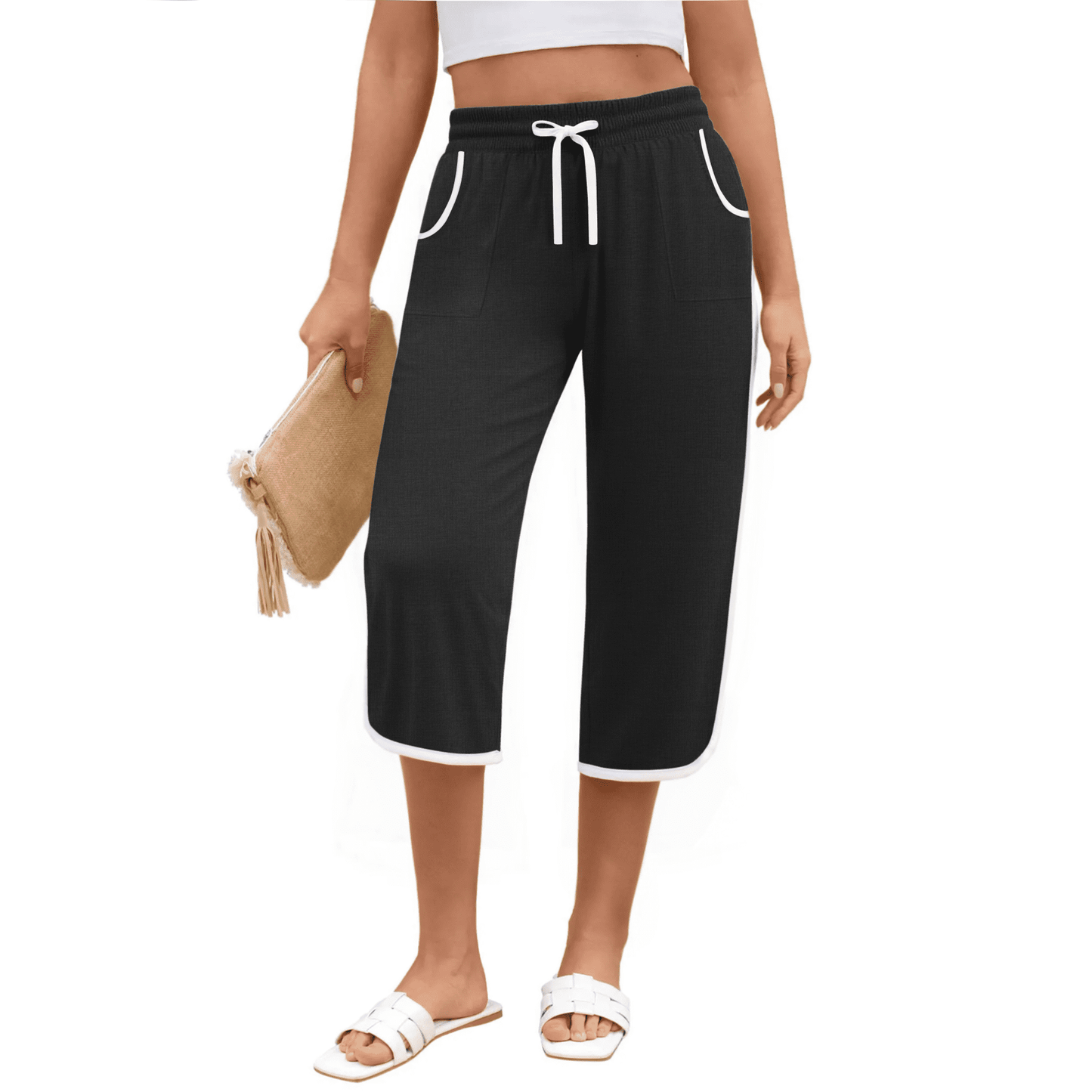 Rosvigor Capris Pants for Women High Waisted Lightweight Pants Summer Casual Joggers with Pockets